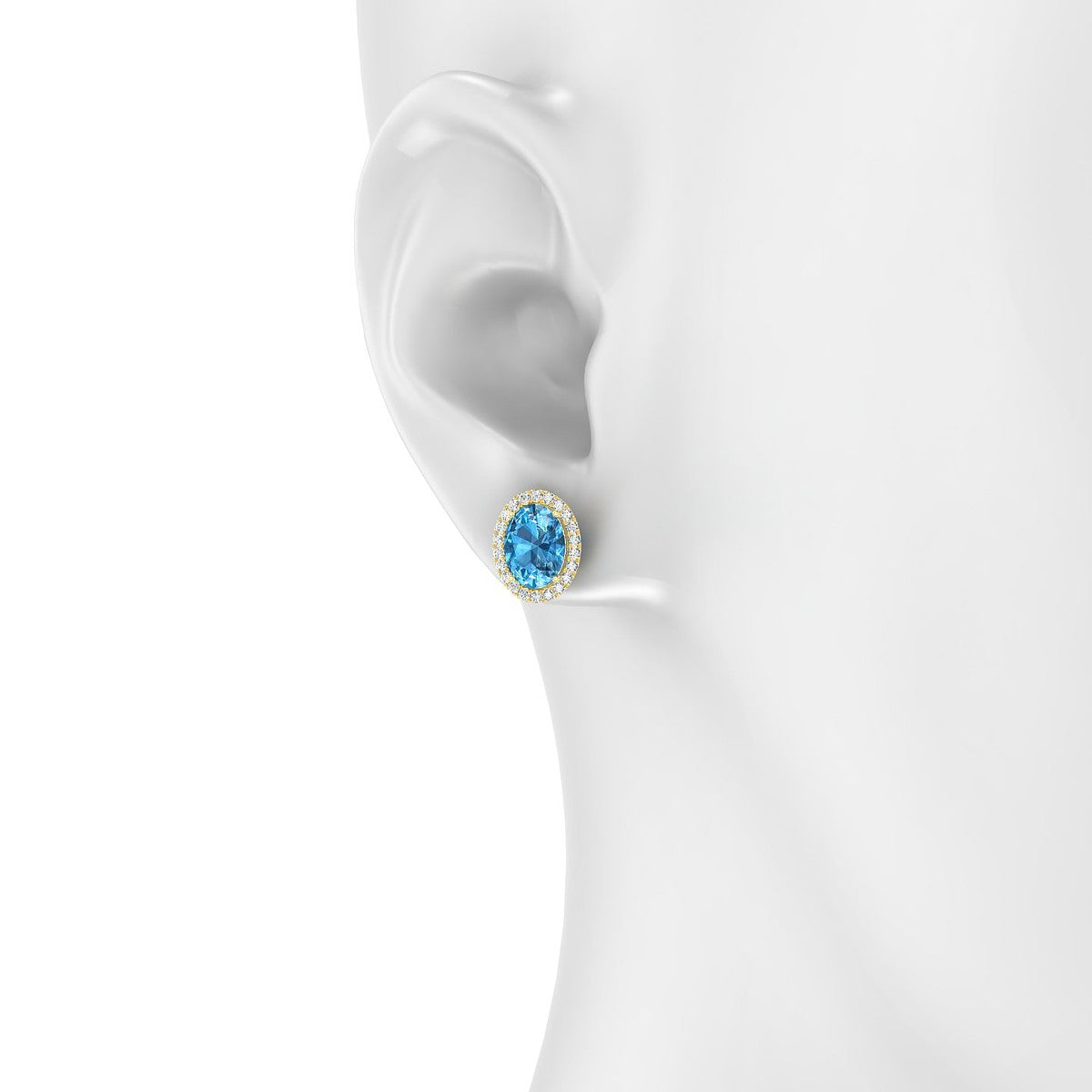 Solar | 18k Yellow Gold 8 x 6 mm Oval Topaz Earrings