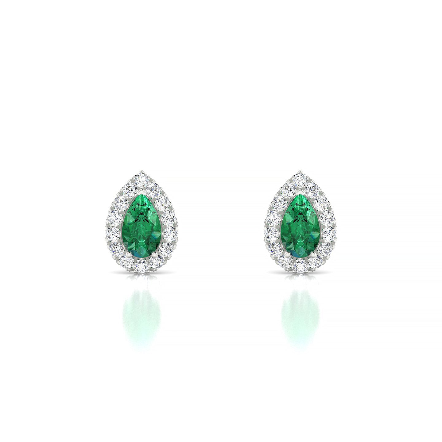 Solar | 18k White Gold 5 x 3 mm Pear Emerald Earrings