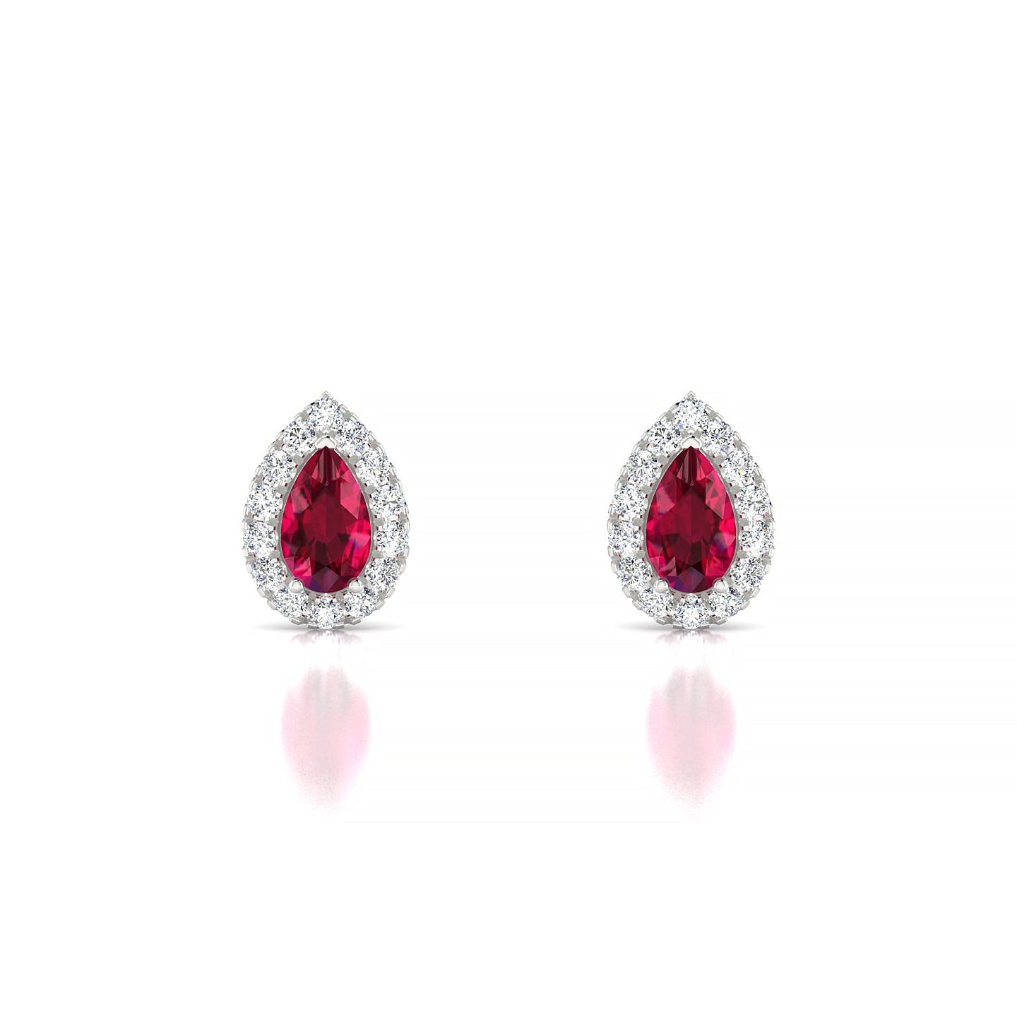 Solar | 18k White Gold 5 x 3 mm Pear Ruby Earrings