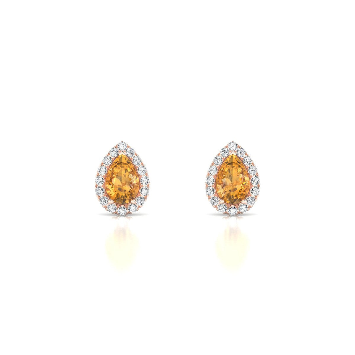 Solar | 18k Rose Gold 6 x 4 mm Pear Citrine Earrings