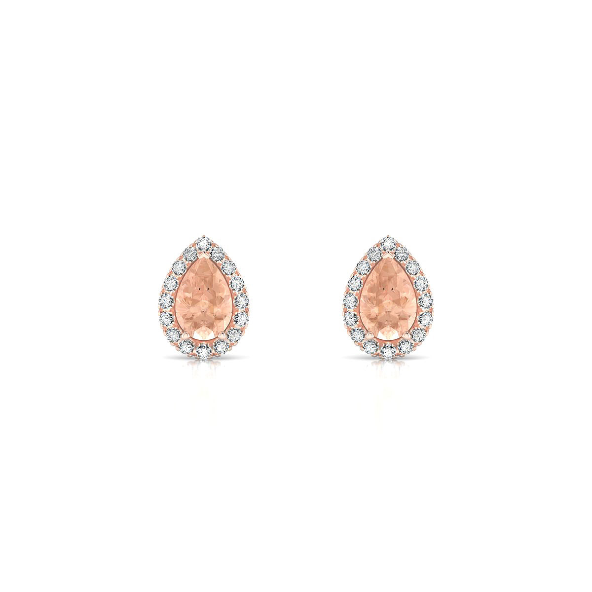 Solar | 18k Rose Gold 6 x 4 mm Pear Morganite Earrings