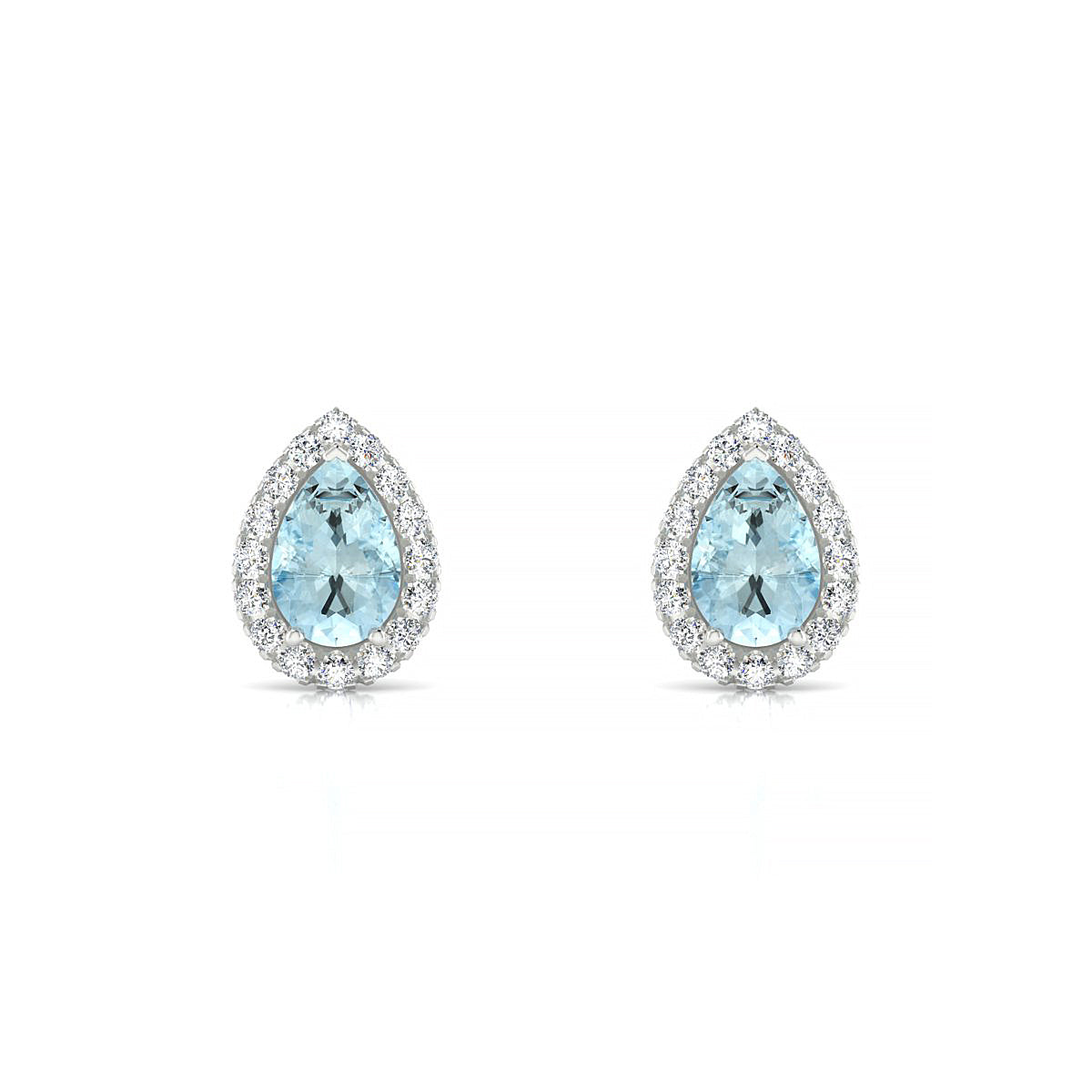 Solar | 18k White Gold 6 x 4 mm Pear Aquamarine Earrings