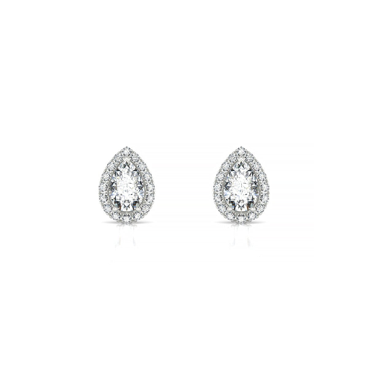 Solar | 18k White Gold 6 x 4 mm Pear Diamond Earrings