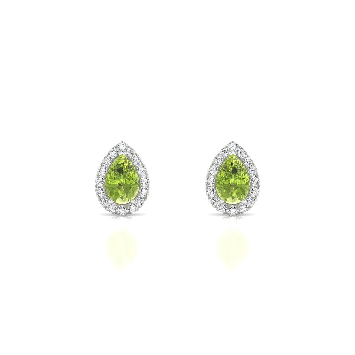 Solar | 18k White Gold 6 x 4 mm Pear Peridot Earrings