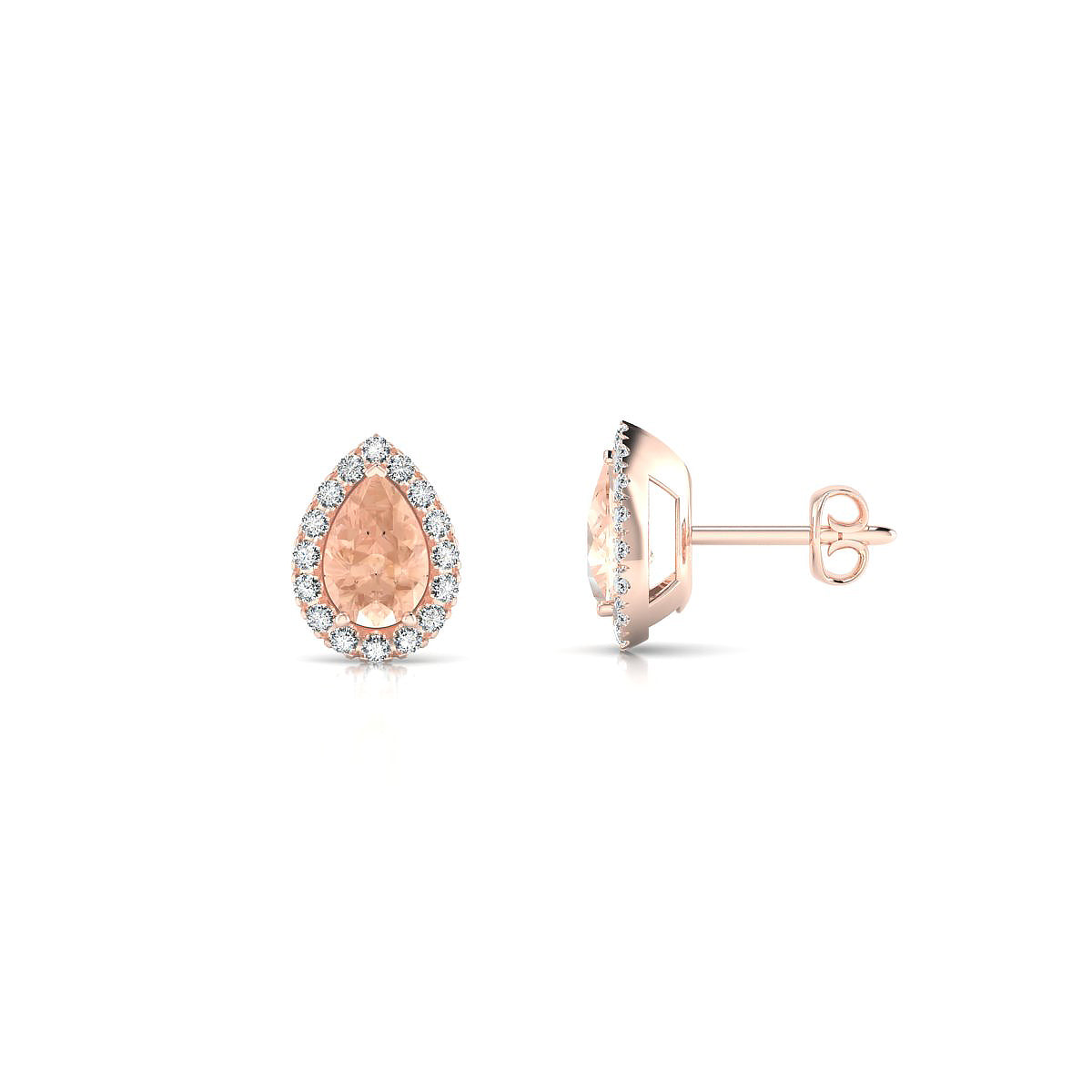 Solar | 18k Rose Gold 6 x 4 mm Pear Morganite Earrings