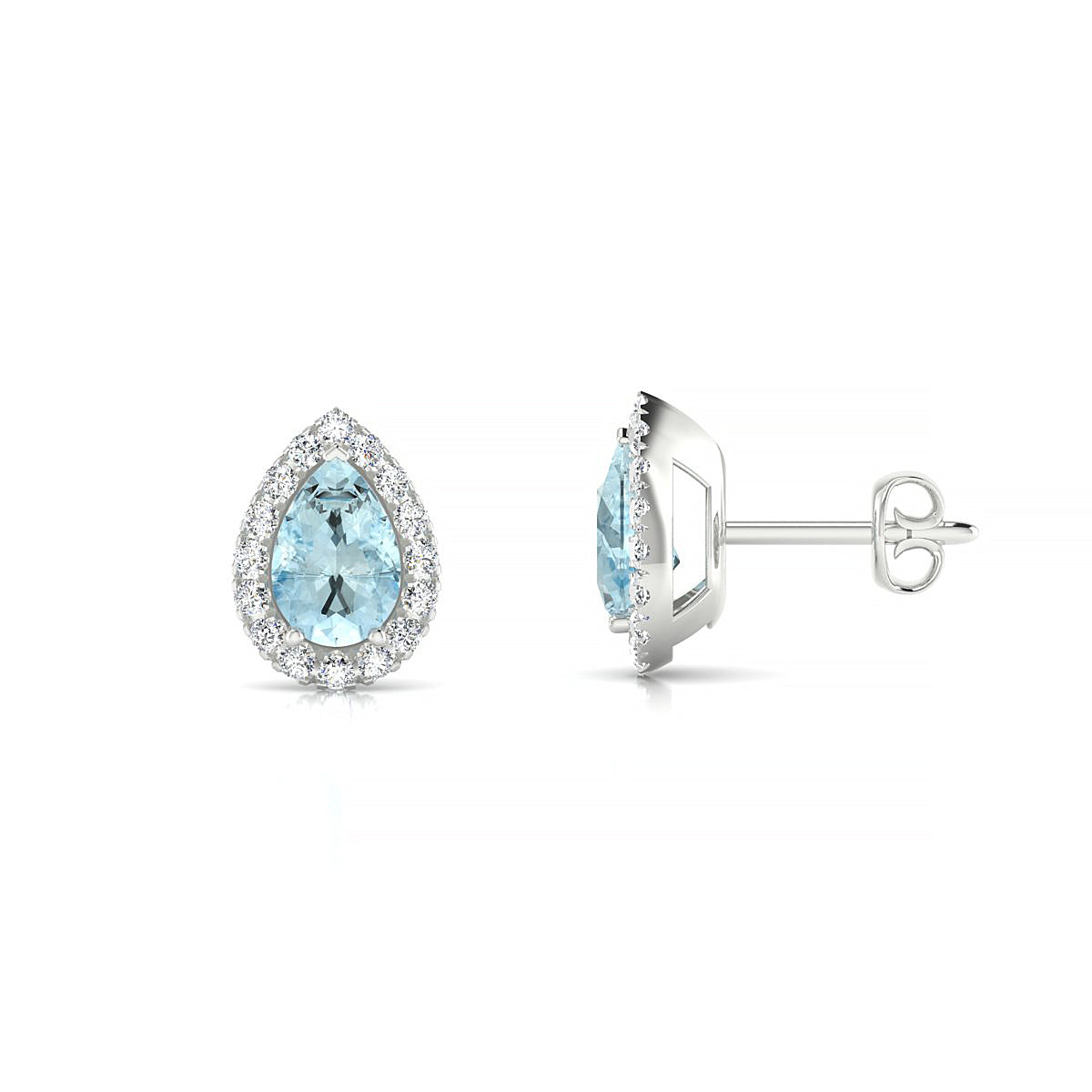 Solar | 18k White Gold 6 x 4 mm Pear Aquamarine Earrings