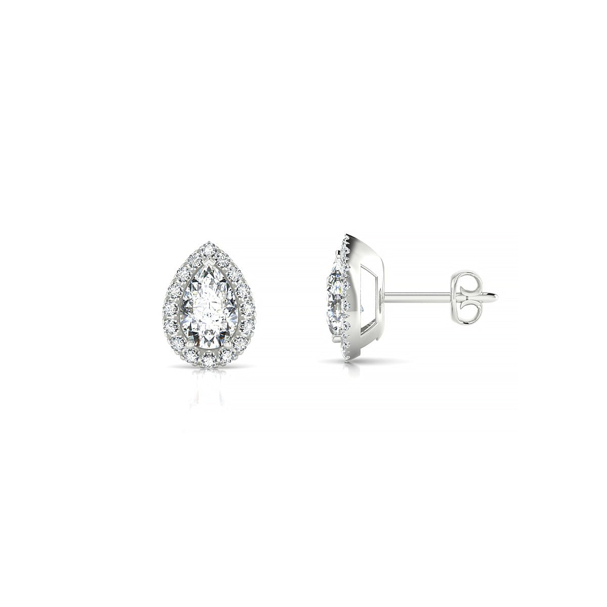 Solar | 18k White Gold 6 x 4 mm Pear Diamond Earrings