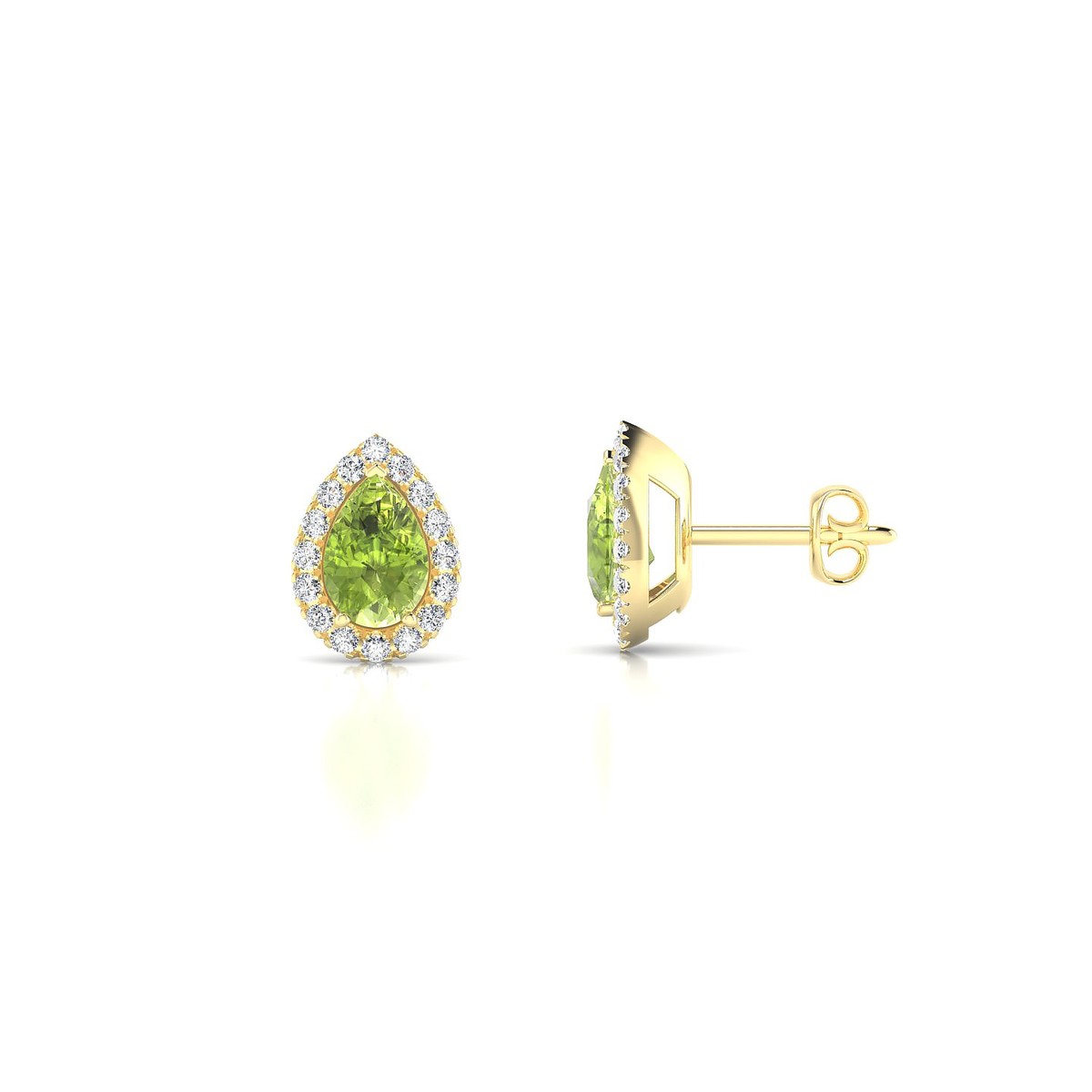 Solar | 18k Yellow Gold 6 x 4 mm Pear Peridot Earrings