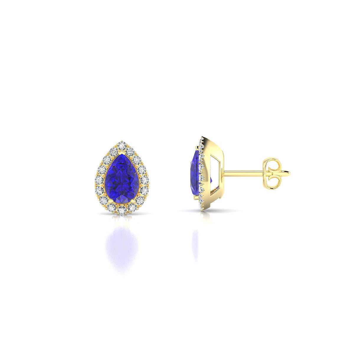 Solar | 18k Yellow Gold 6 x 4 mm Pear Tanzanite Earrings