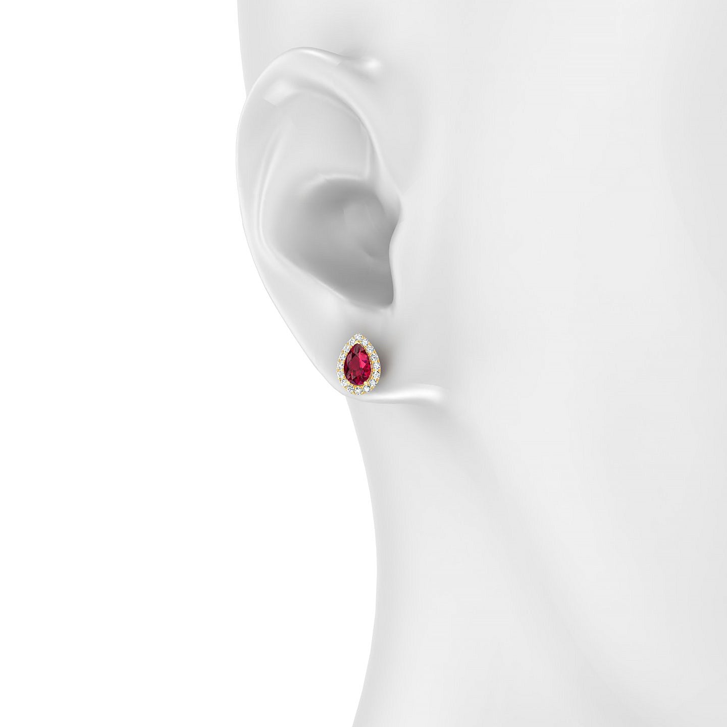 Solar | 18k Yellow Gold 6 x 4 mm Pear Ruby Earrings