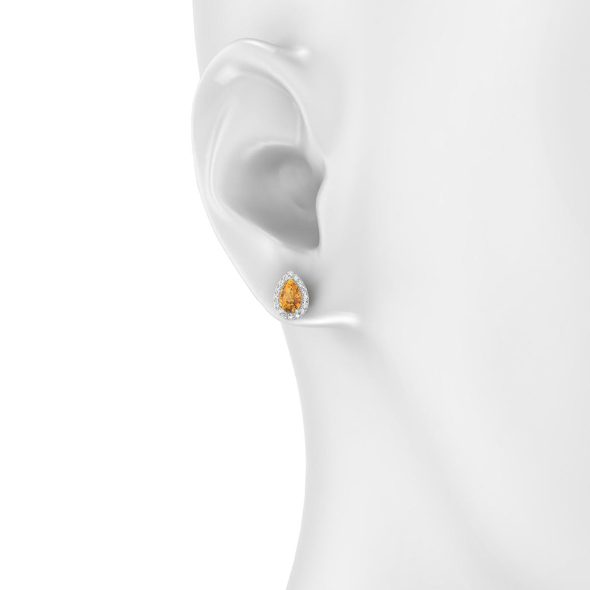 Solar | 18k White Gold 6 x 4 mm Pear Citrine Earrings