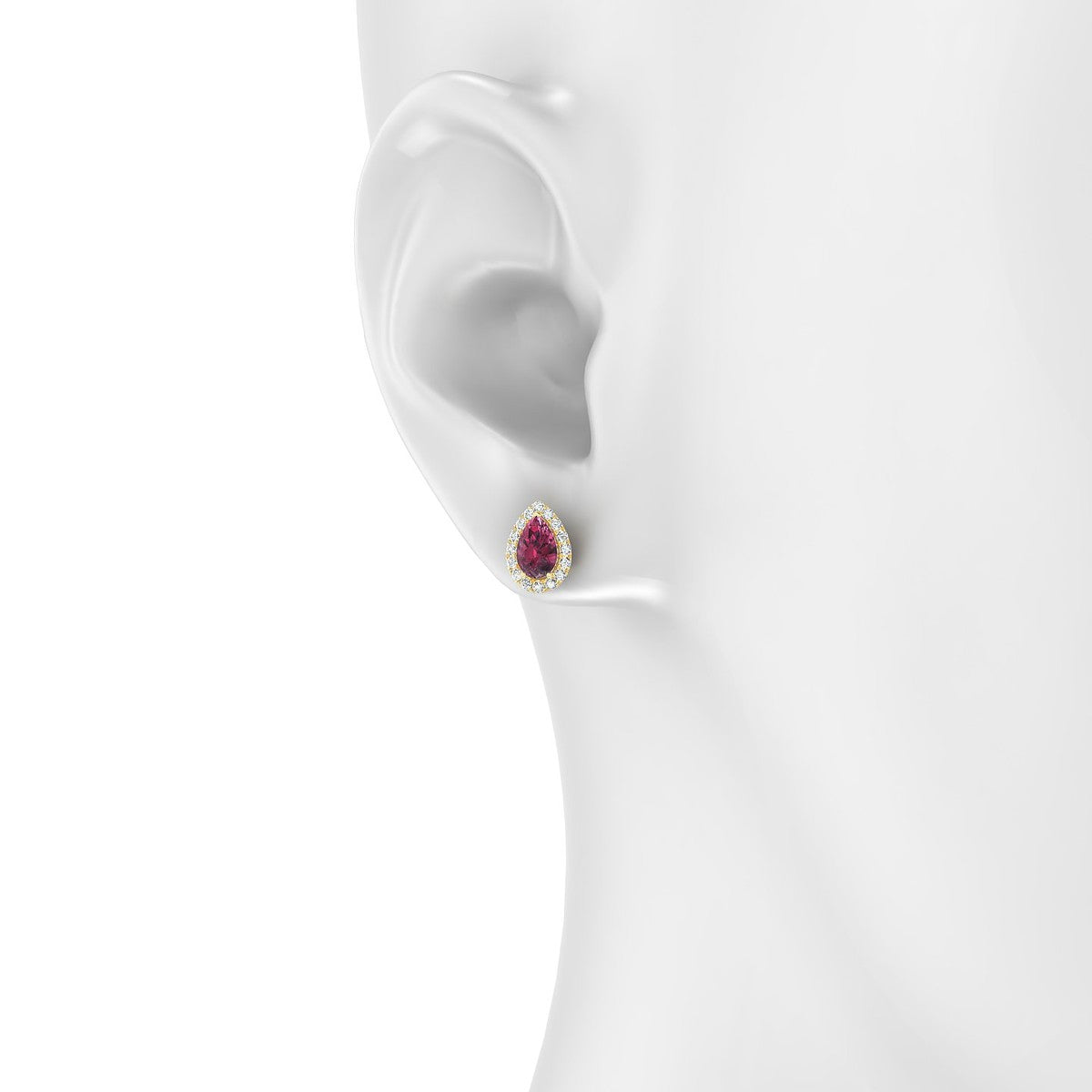 Solar | 18k Yellow Gold 6 x 4 mm Pear Rhodolite Earrings