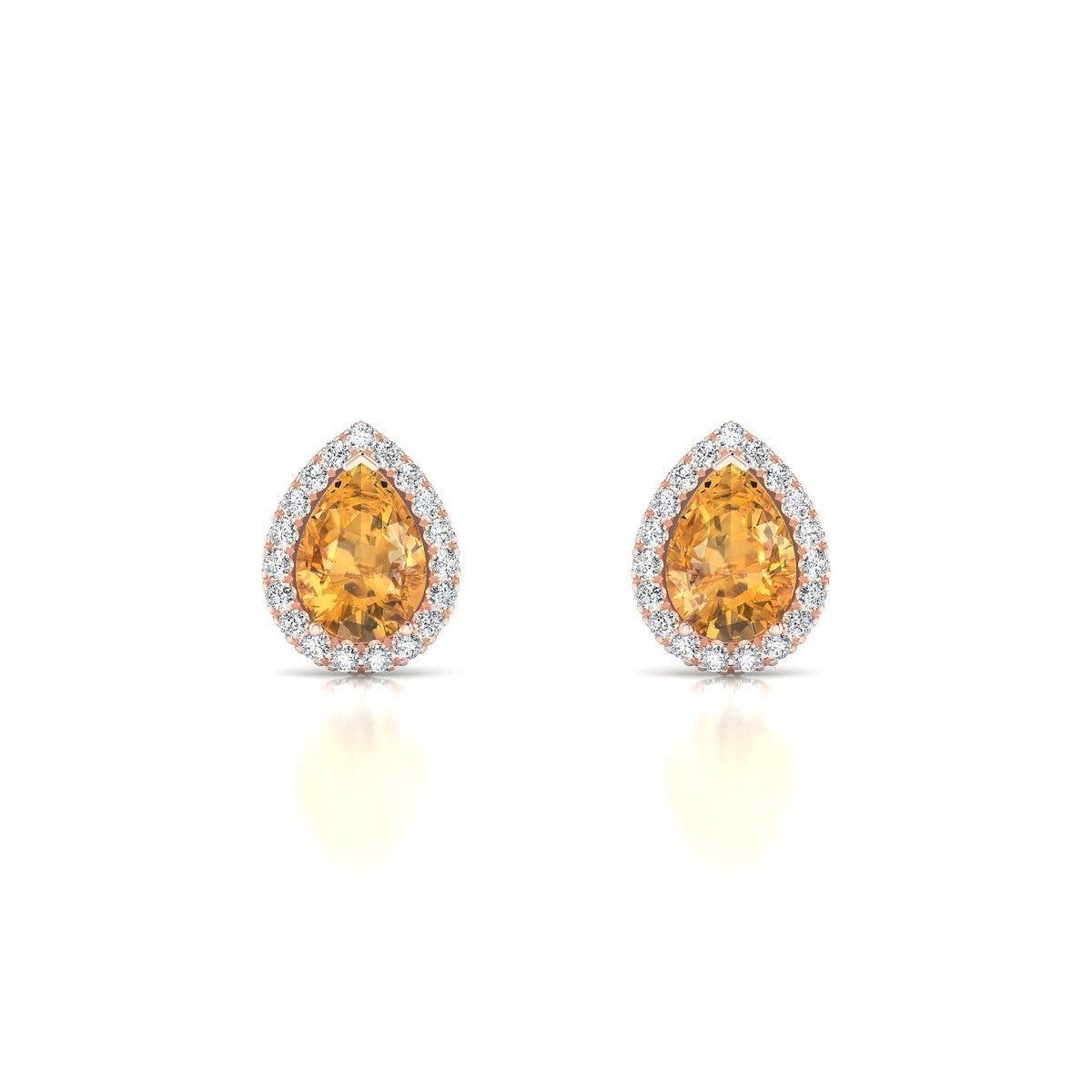 Solar | 18k Rose Gold 7 x 5 mm Pear Citrine Earrings