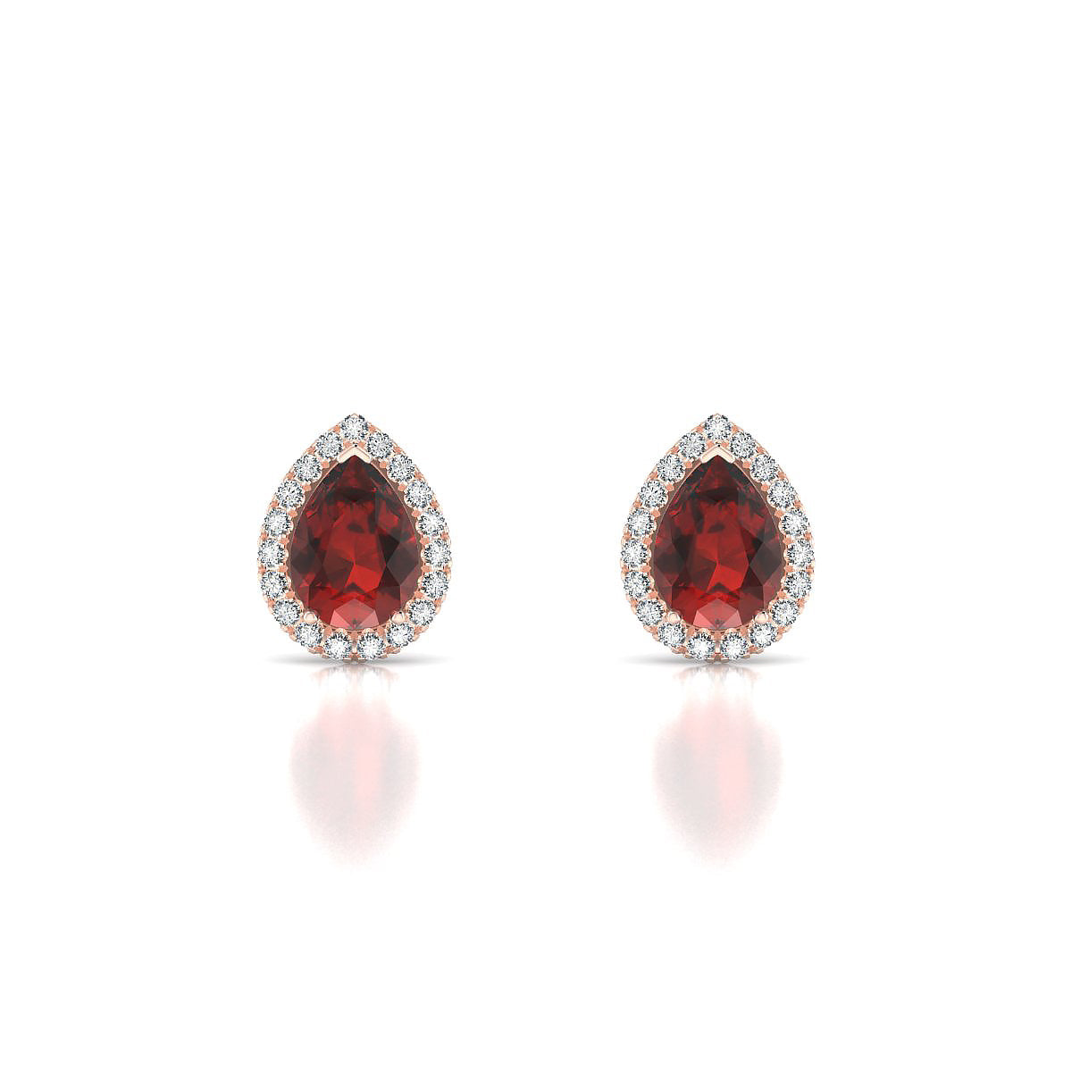 Solar | 18k Rose Gold 7 x 5 mm Pear Garnet Earrings
