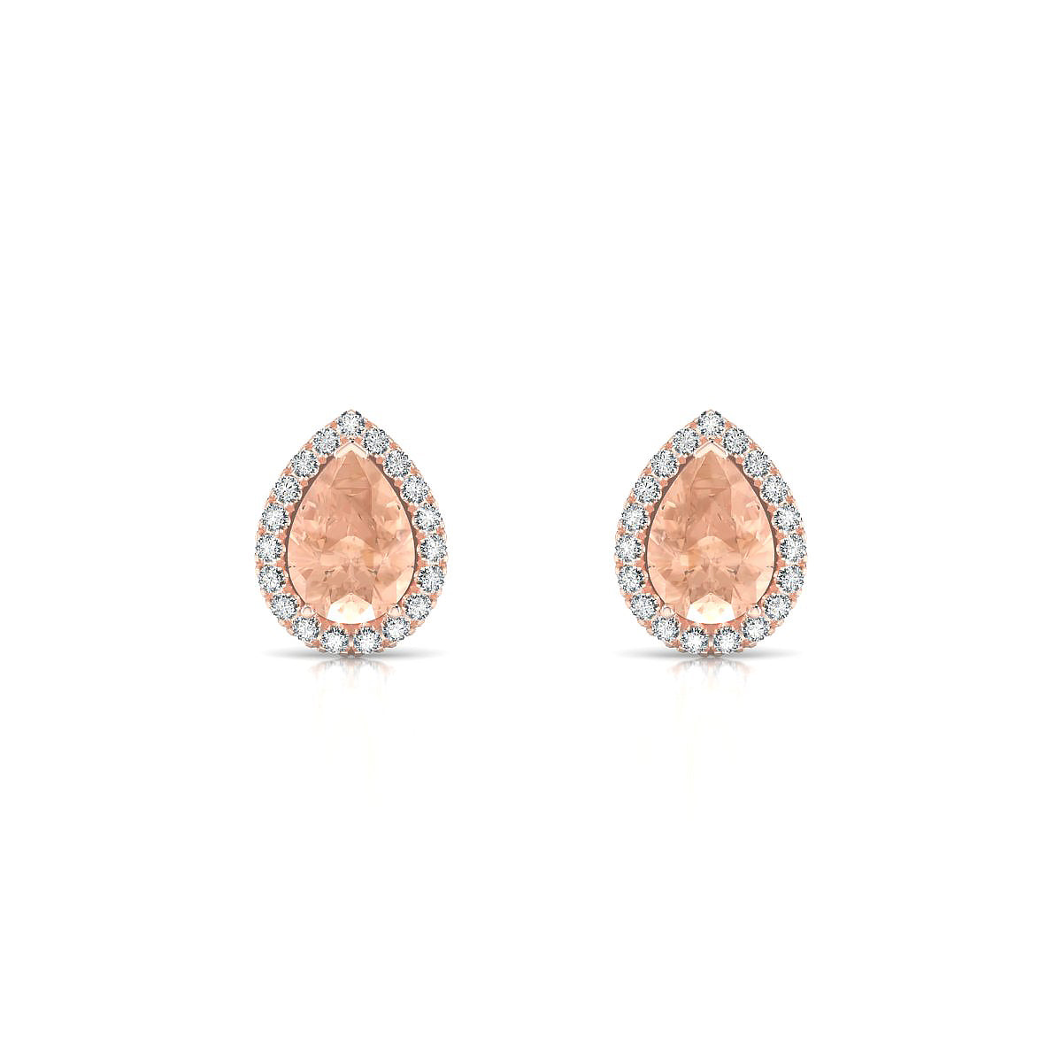 Solar | 18k Rose Gold 7 x 5 mm Pear Morganite Earrings