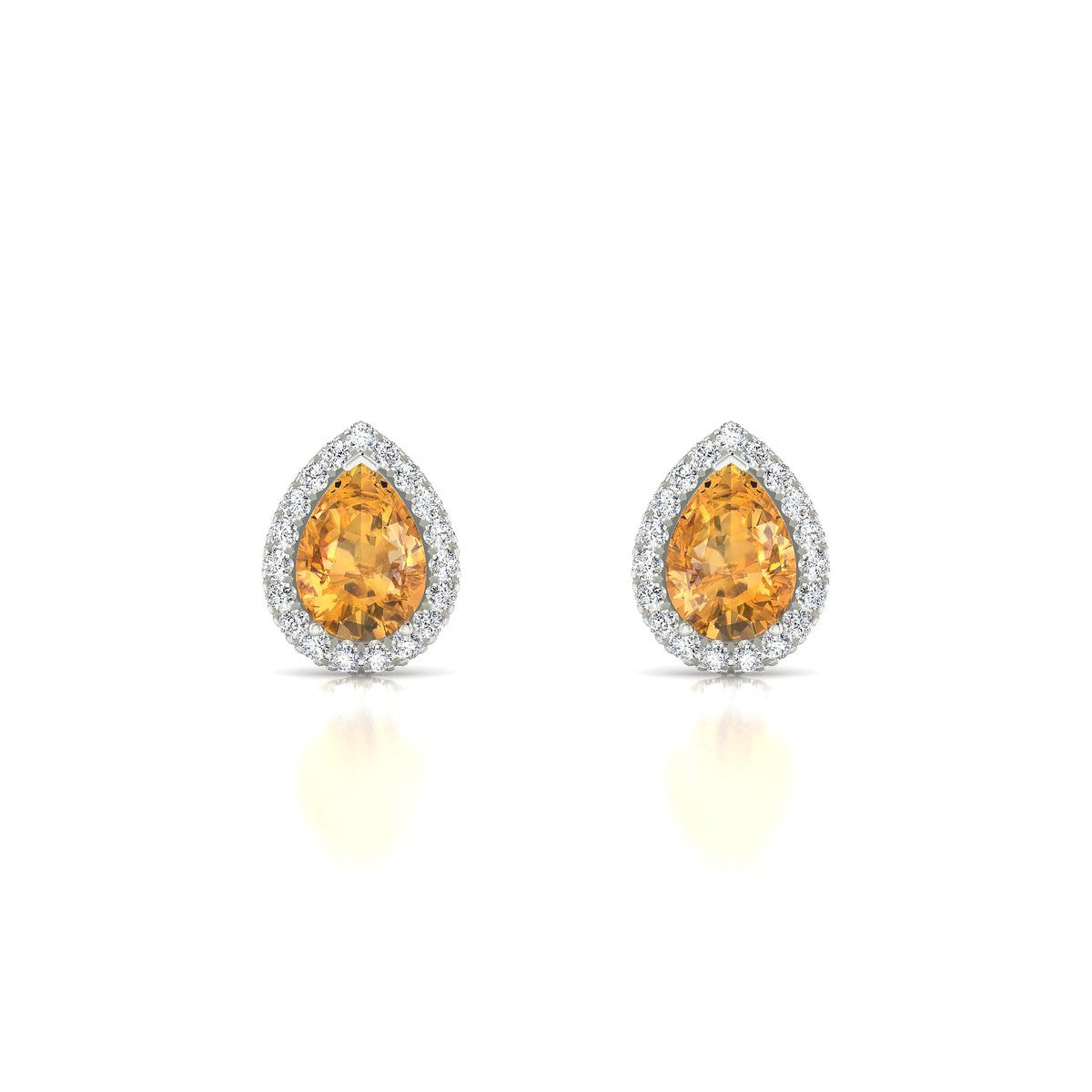 Solar | 18k White Gold 7 x 5 mm Pear Citrine Earrings