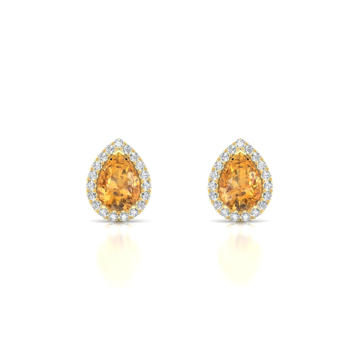 Solar | 18k Yellow Gold 7 x 5 mm Pear Citrine Earrings
