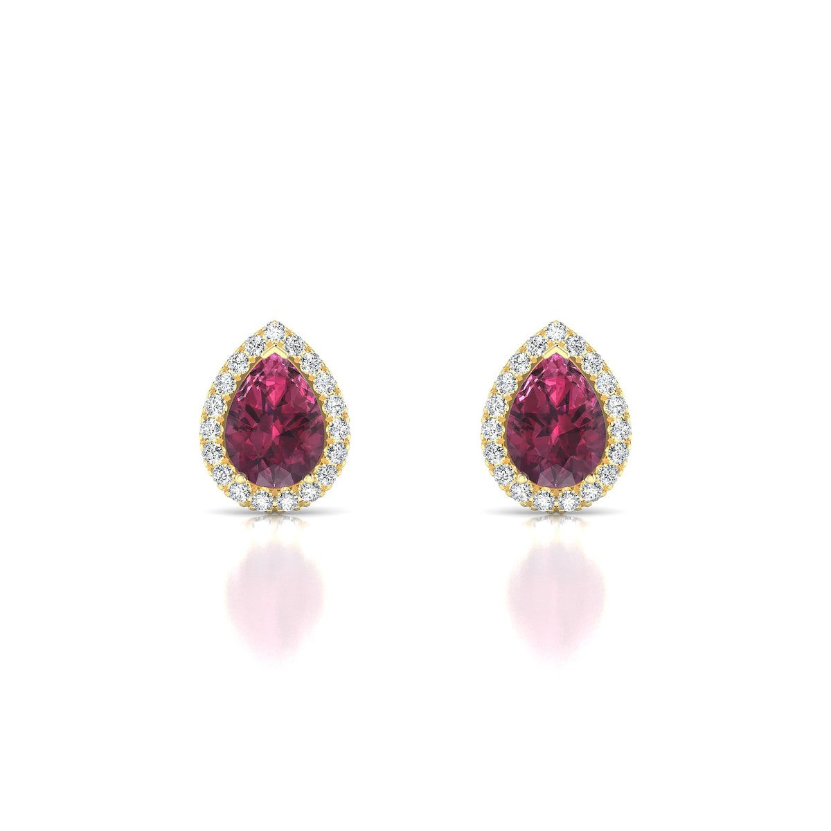Solar | 18k Yellow Gold 7 x 5 mm Pear Rhodolite Earrings