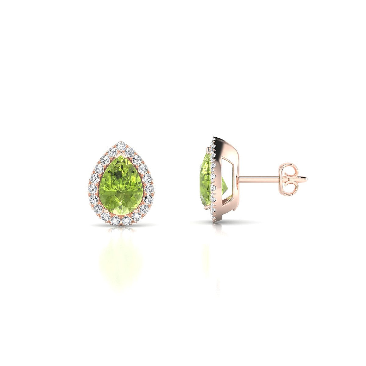 Solar | 18k Rose Gold 7 x 5 mm Pear Peridot Earrings