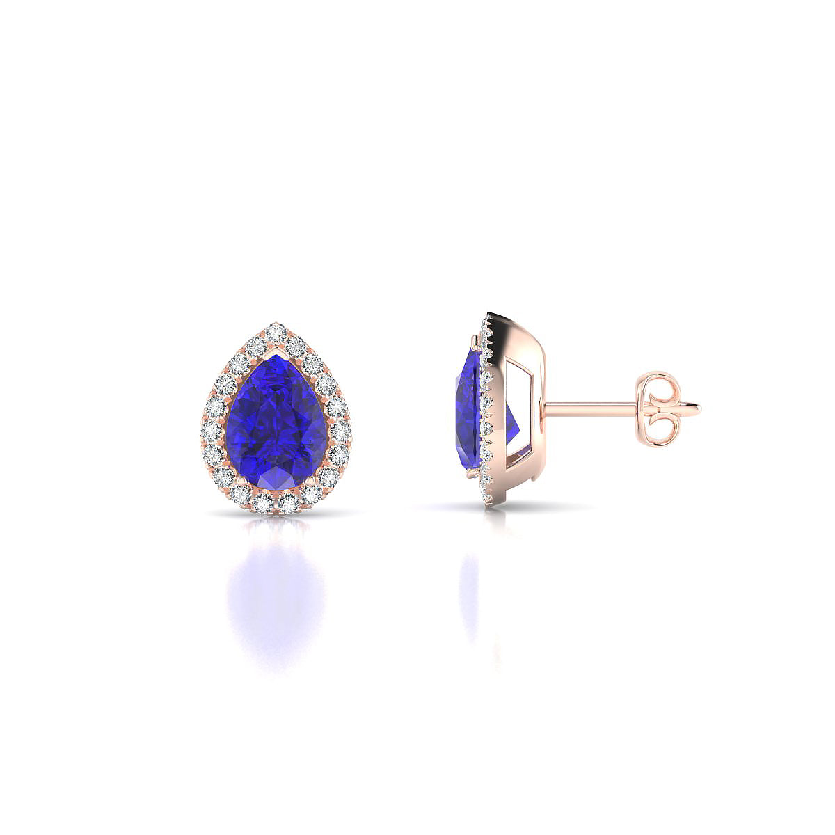 Solar | 18k Rose Gold 7 x 5 mm Pear Tanzanite Earrings