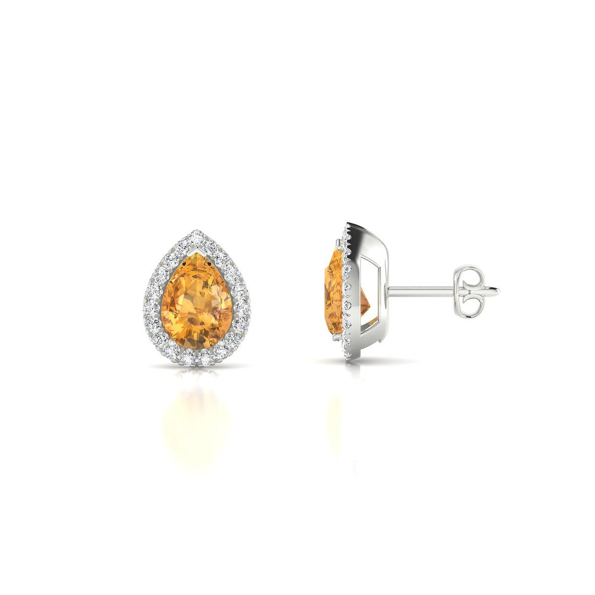 Solar | 18k White Gold 7 x 5 mm Pear Citrine Earrings