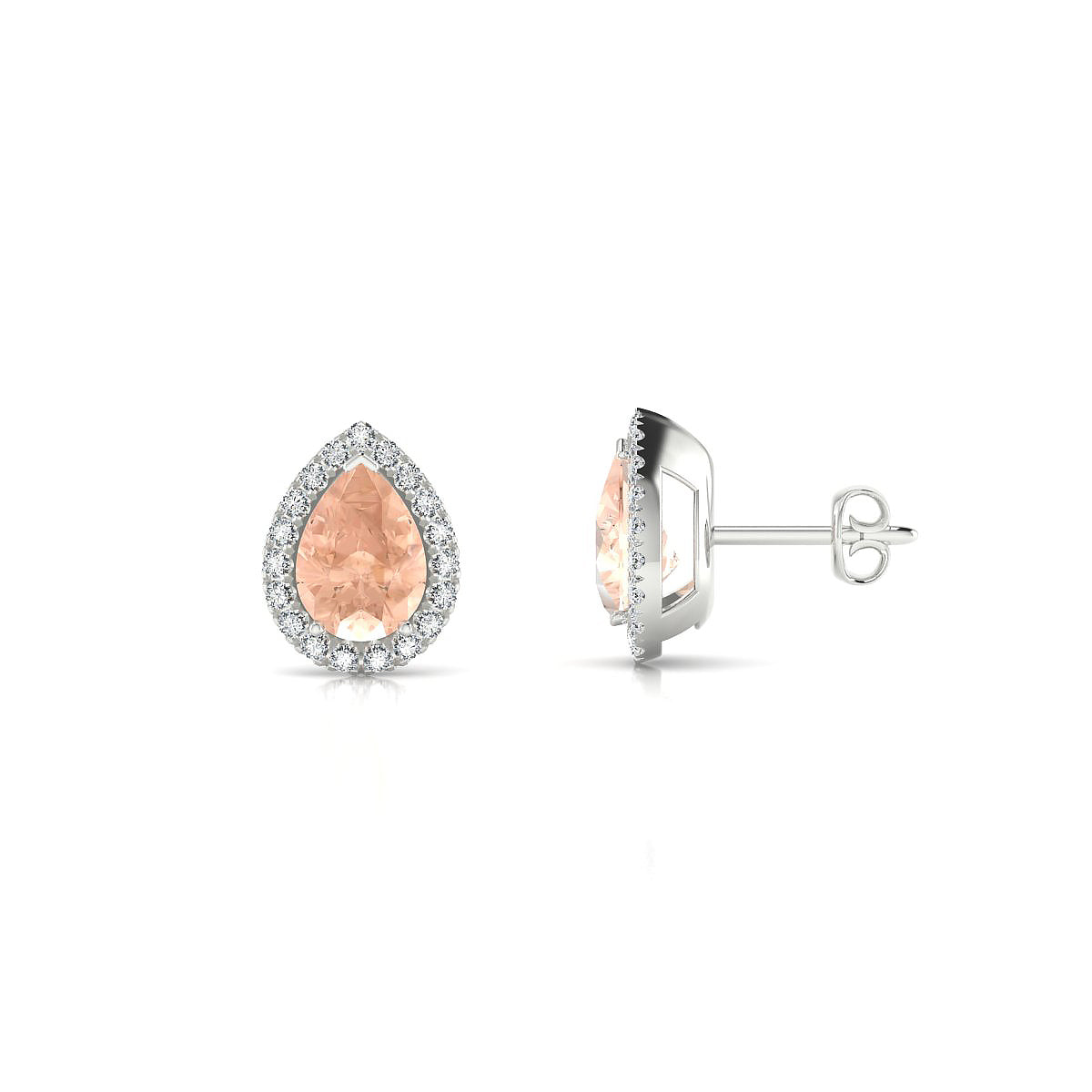 Solar | 18k White Gold 7 x 5 mm Pear Morganite Earrings