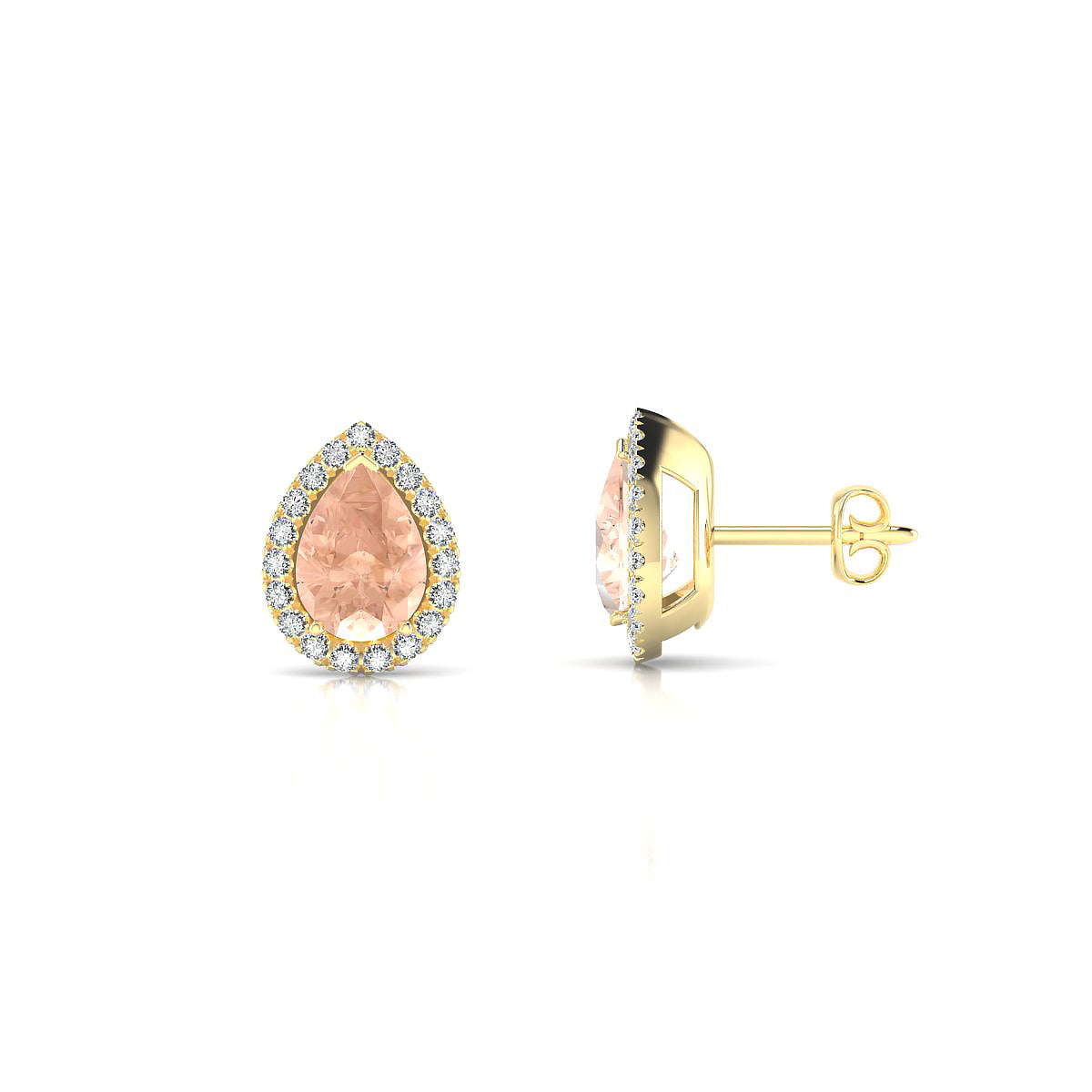 Solar | 18k Yellow Gold 7 x 5 mm Pear Morganite Earrings