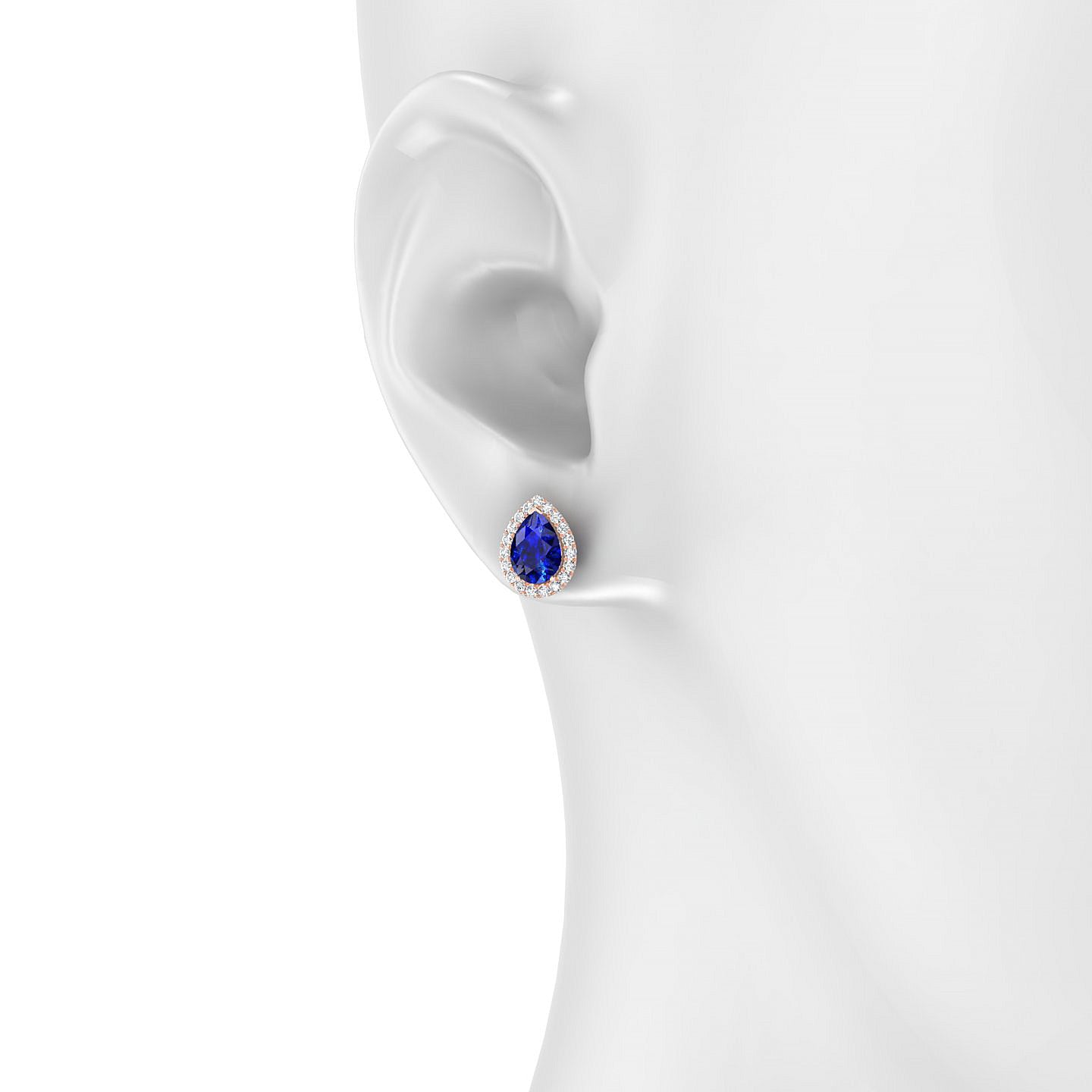 Solar | 18k Rose Gold 7 x 5 mm Pear Sapphire Earrings