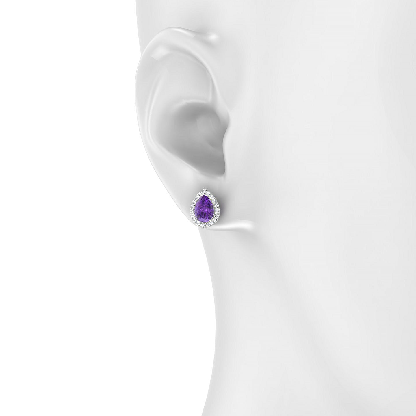 Solar | 18k White Gold 7 x 5 mm Pear Amethyst Earrings