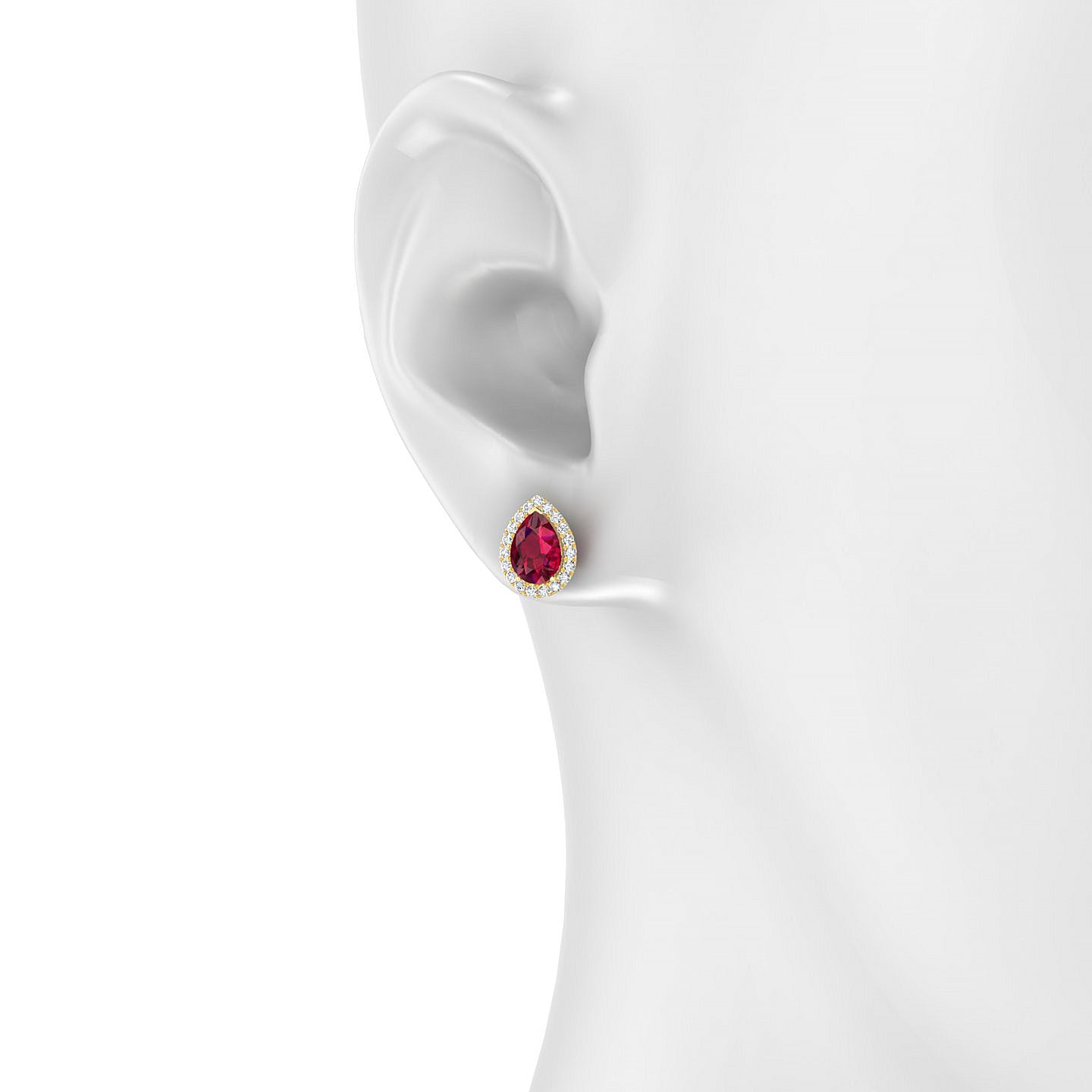 Solar | 18k Yellow Gold 7 x 5 mm Pear Ruby Earrings