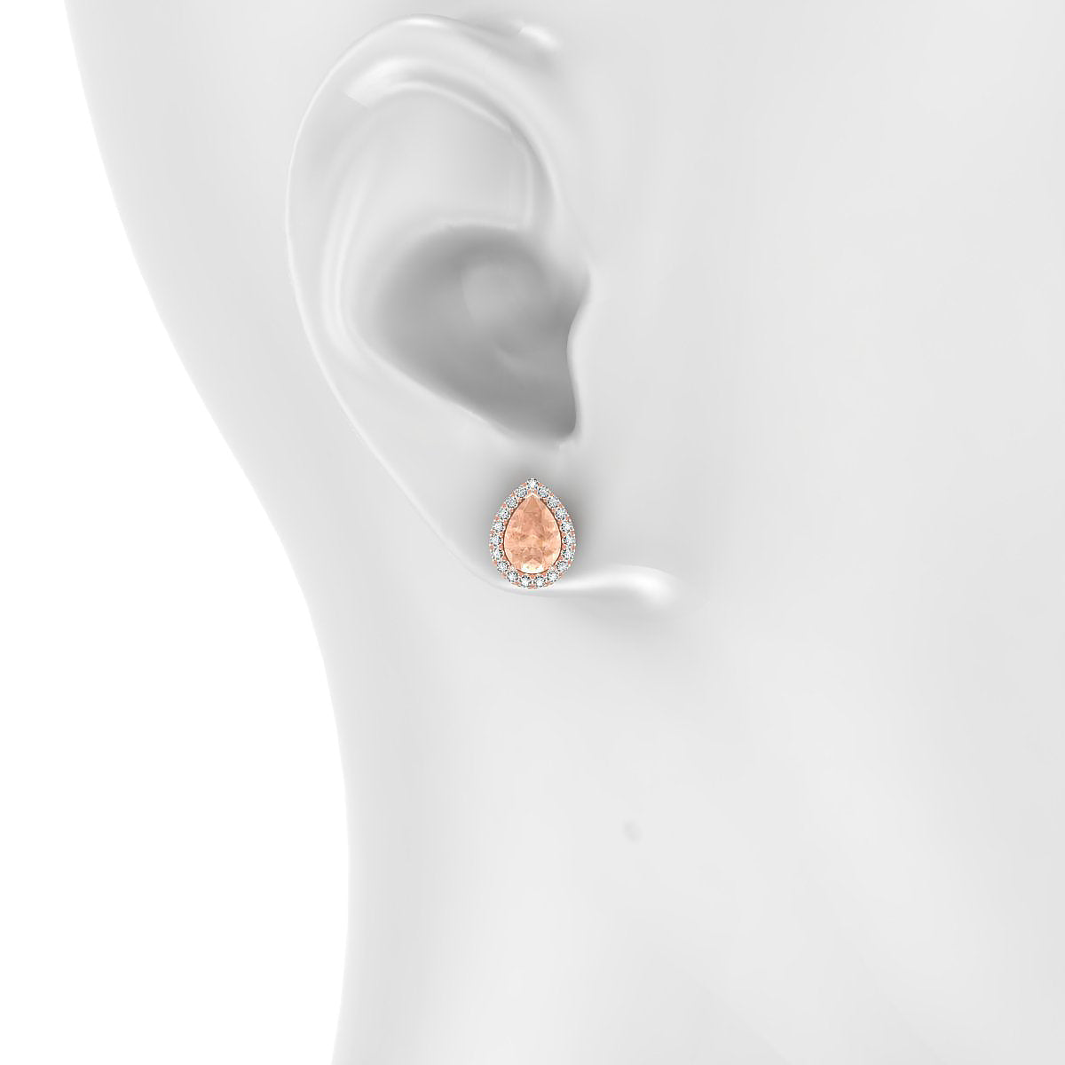 Solar | 18k Rose Gold 7 x 5 mm Pear Morganite Earrings