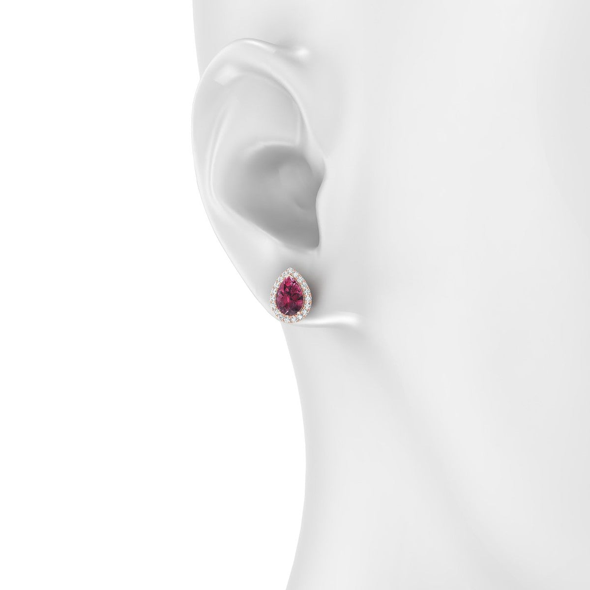 Solar | 18k Rose Gold 7 x 5 mm Pear Rhodolite Earrings