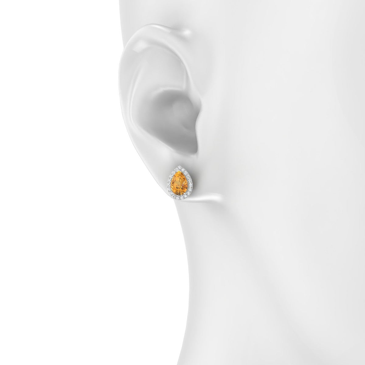 Solar | 18k White Gold 7 x 5 mm Pear Citrine Earrings