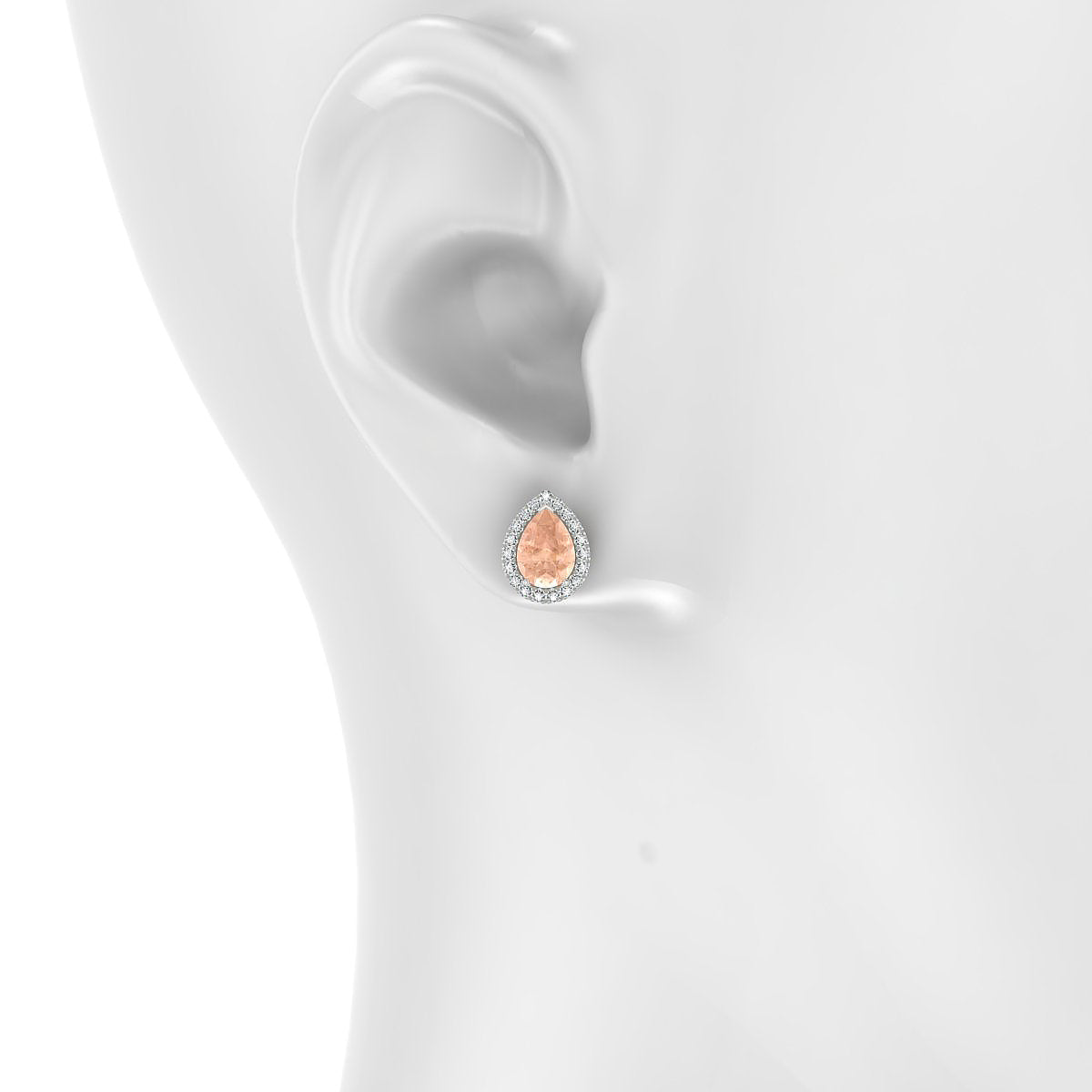 Solar | 18k White Gold 7 x 5 mm Pear Morganite Earrings