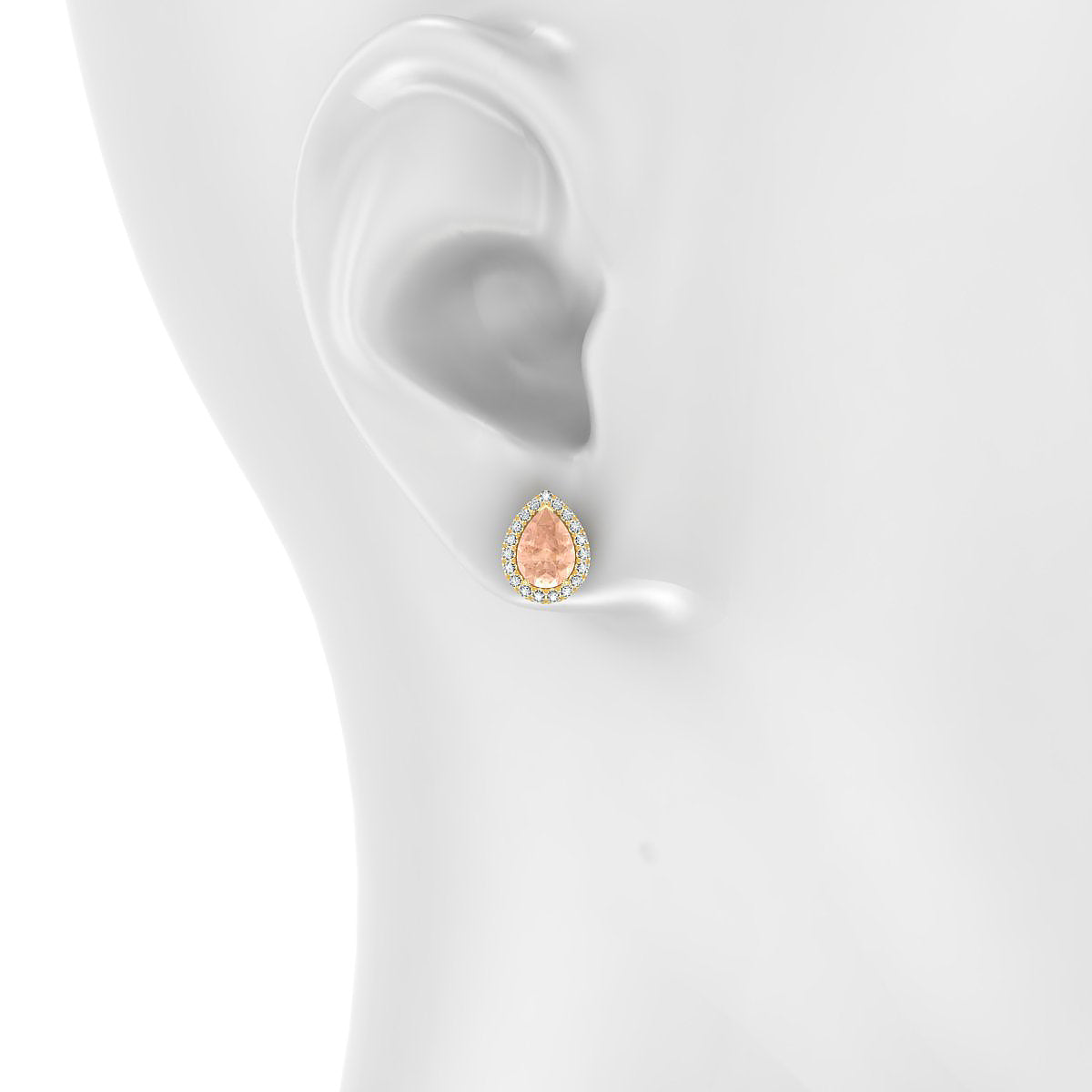 Solar | 18k Yellow Gold 7 x 5 mm Pear Morganite Earrings