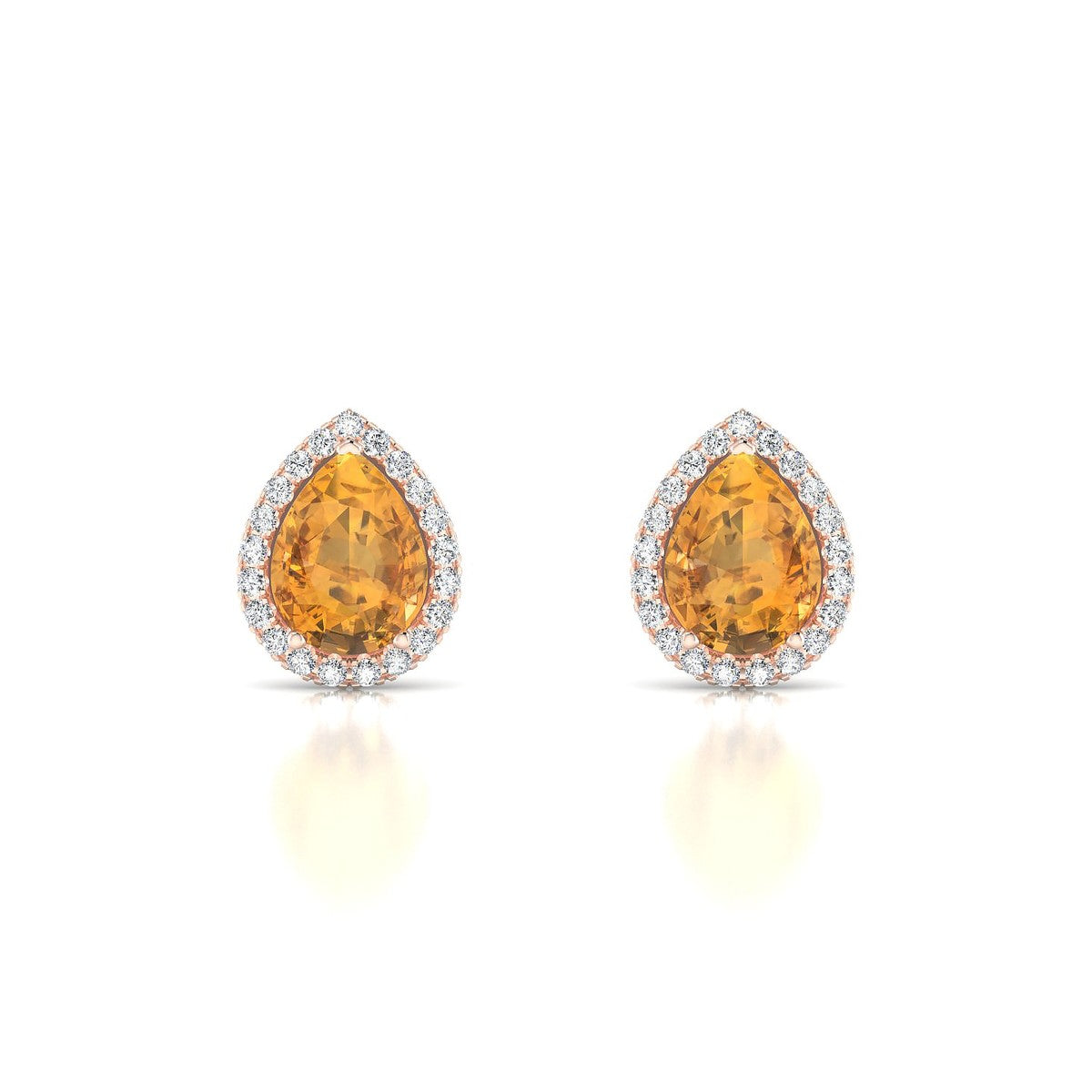 Solar | 18k Rose Gold 8 x 6 mm Pear Citrine Earrings