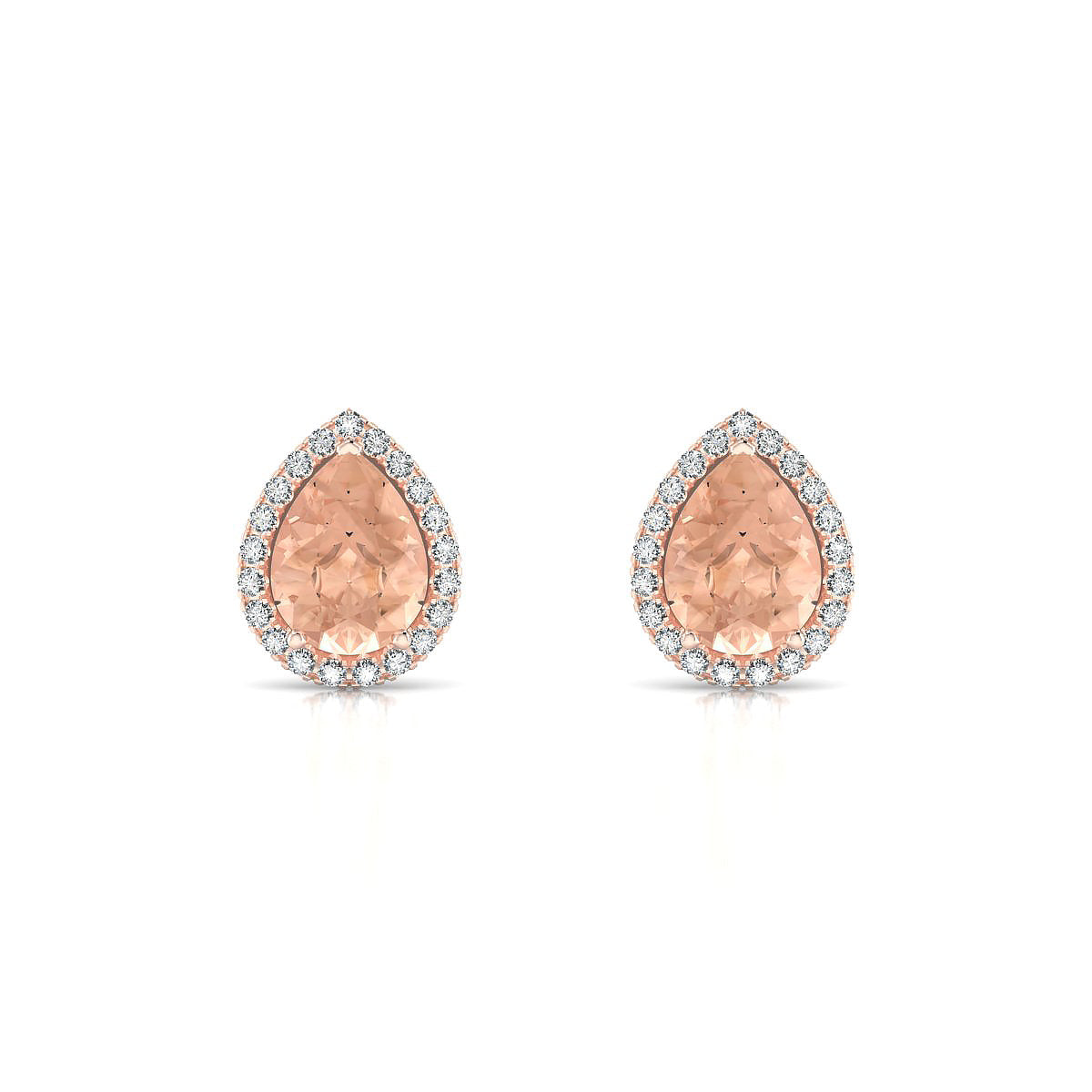 Solar | 18k Rose Gold 8 x 6 mm Pear Morganite Earrings