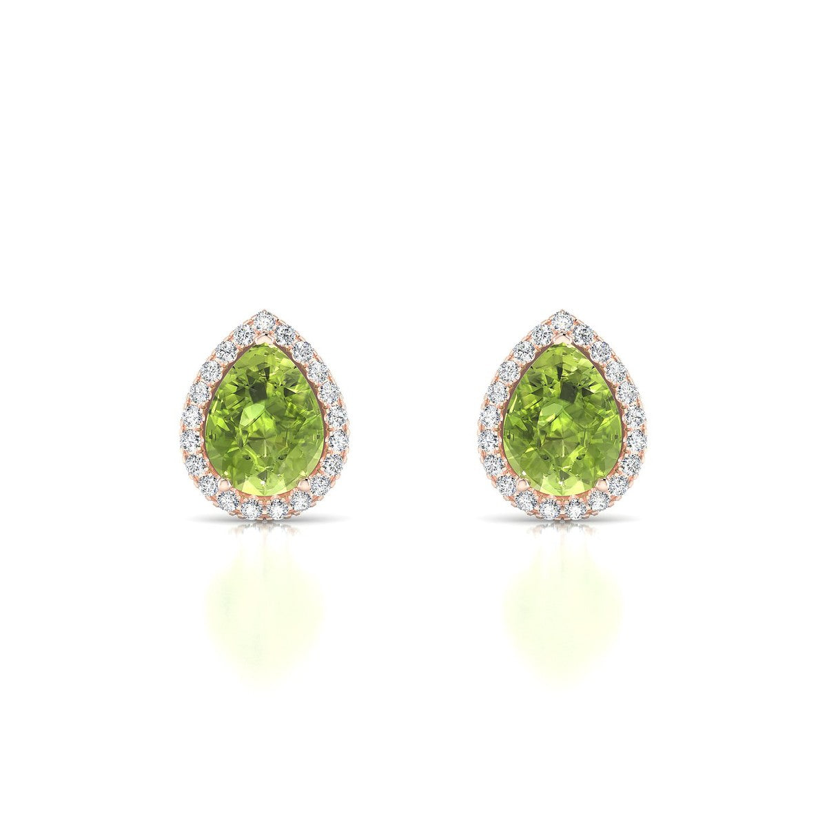 Solar | 18k Rose Gold 8 x 6 mm Pear Peridot Earrings