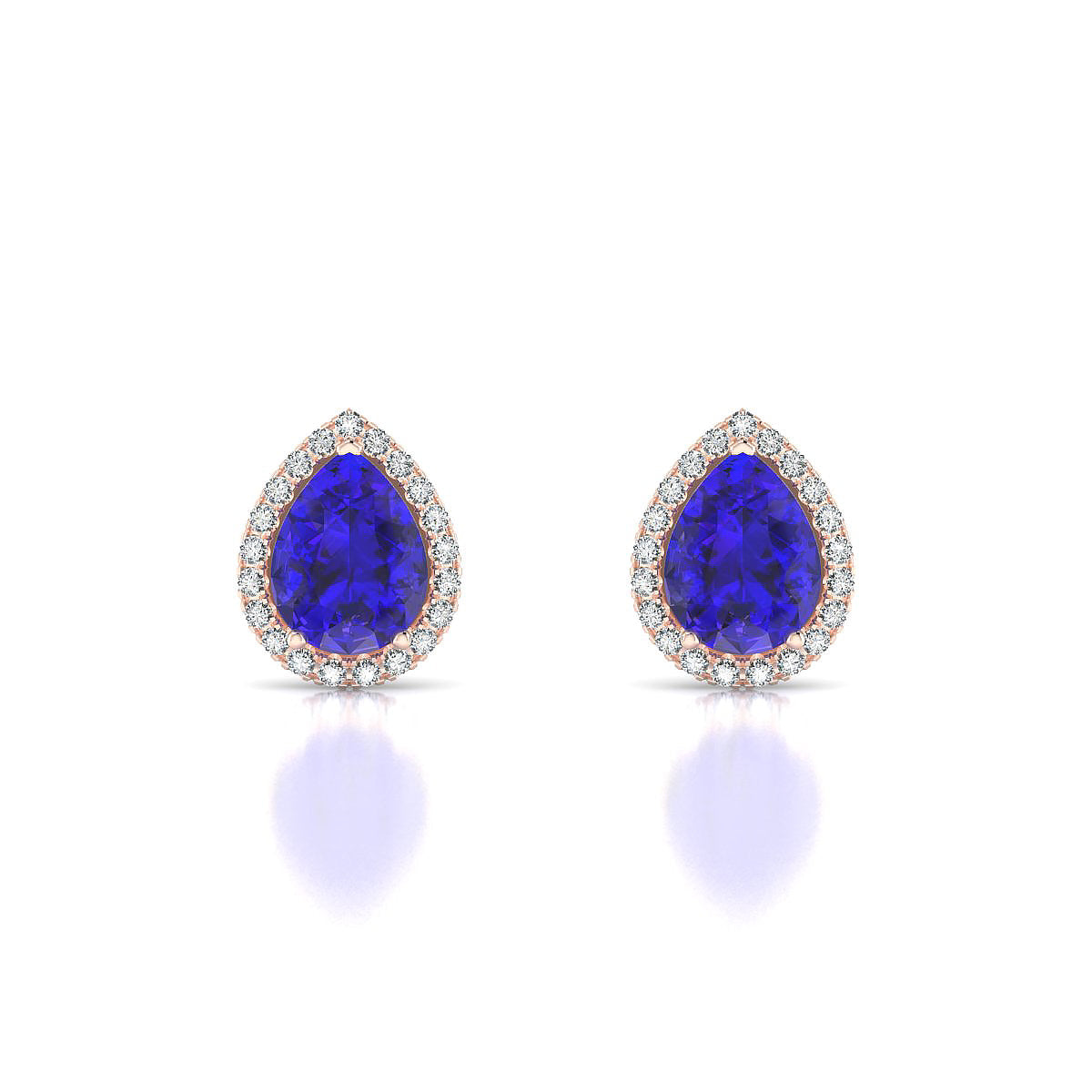 Solar | 18k Rose Gold 8 x 6 mm Pear Tanzanite Earrings