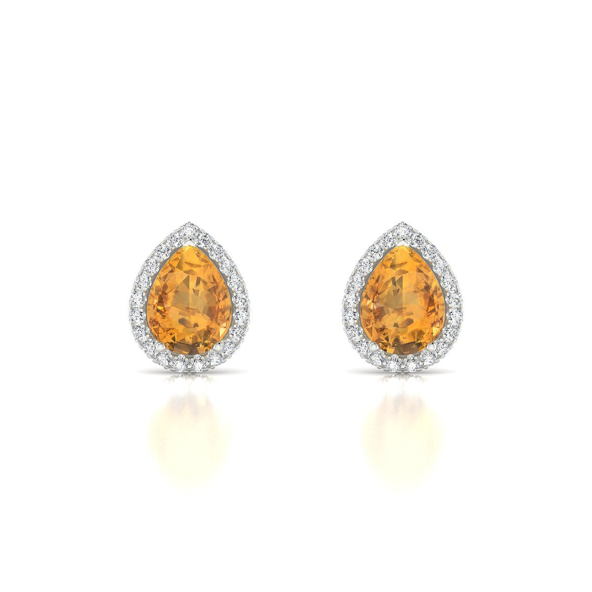 Solar | 18k White Gold 8 x 6 mm Pear Citrine Earrings