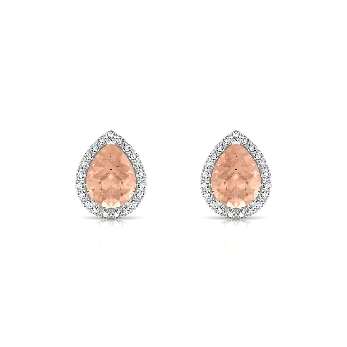 Solar | 18k White Gold 8 x 6 mm Pear Morganite Earrings