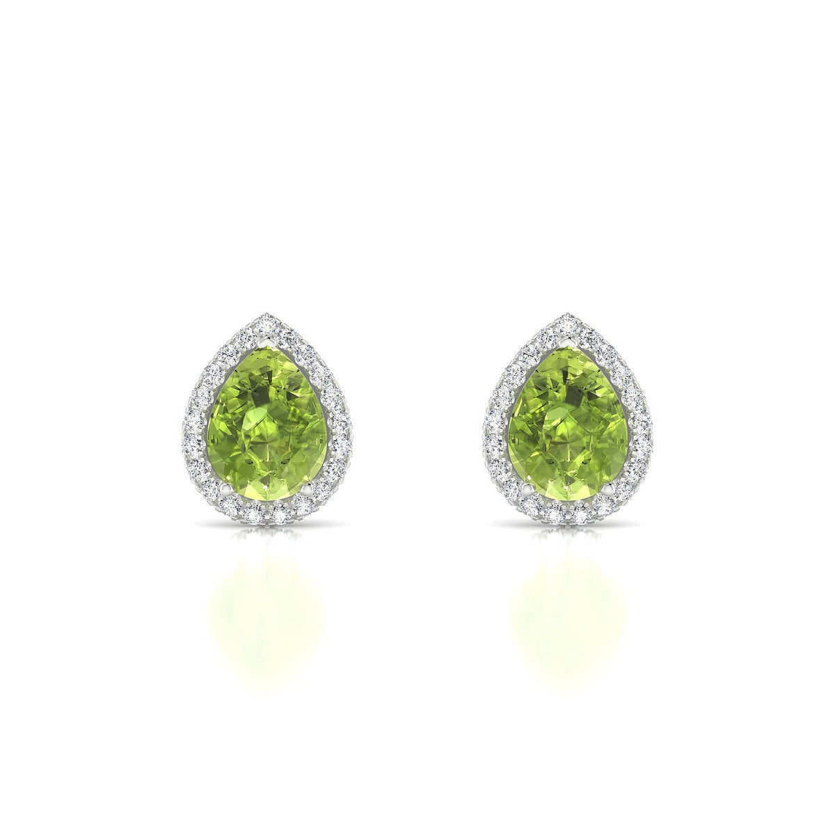 Solar | 18k White Gold 8 x 6 mm Pear Peridot Earrings