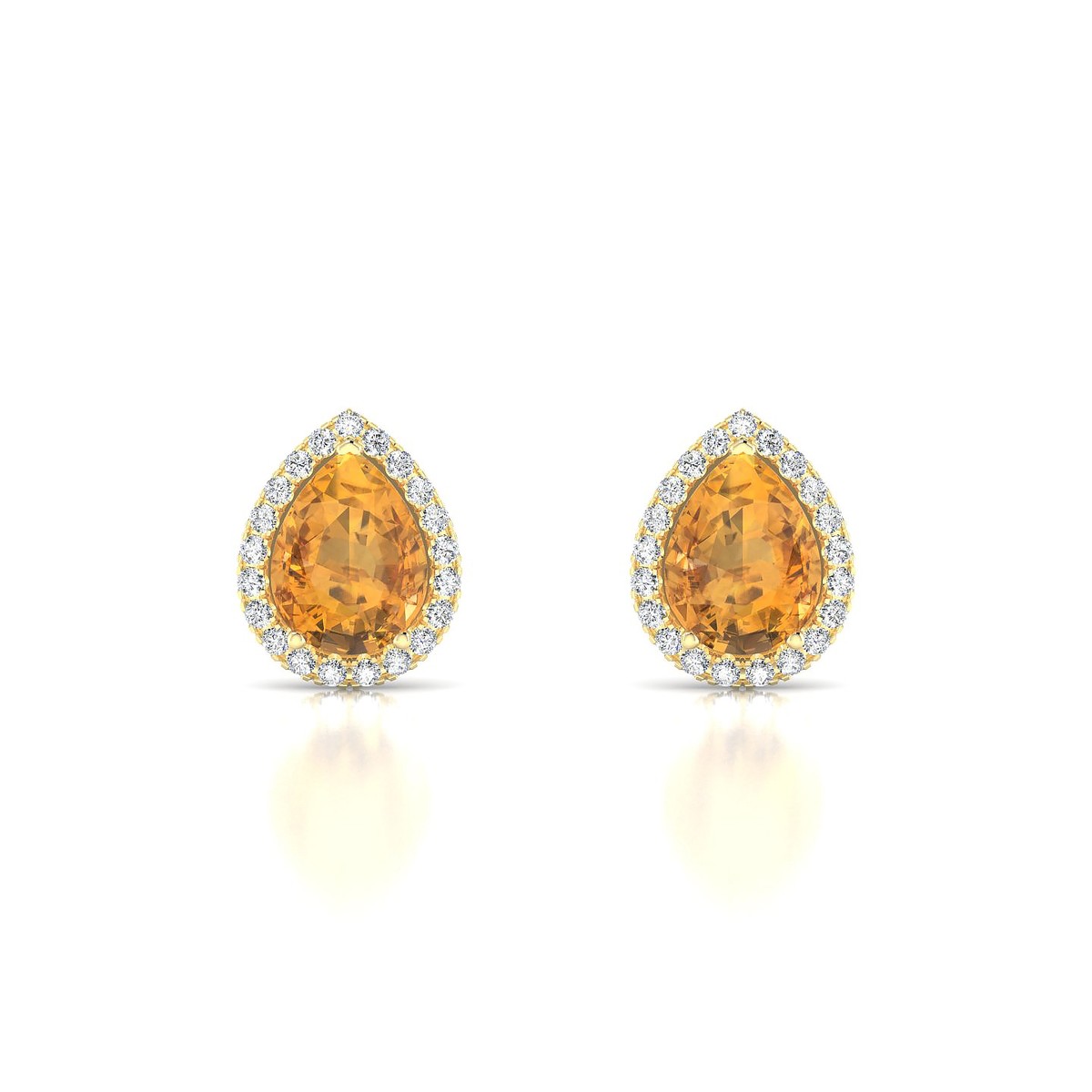 Solar | 18k Yellow Gold 8 x 6 mm Pear Citrine Earrings