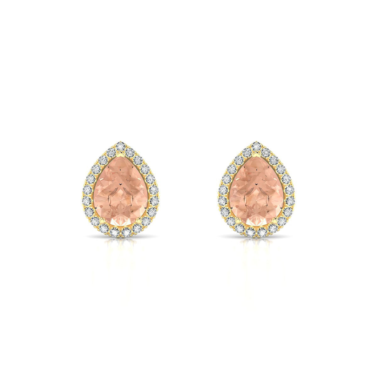 Solar | 18k Yellow Gold 8 x 6 mm Pear Morganite Earrings