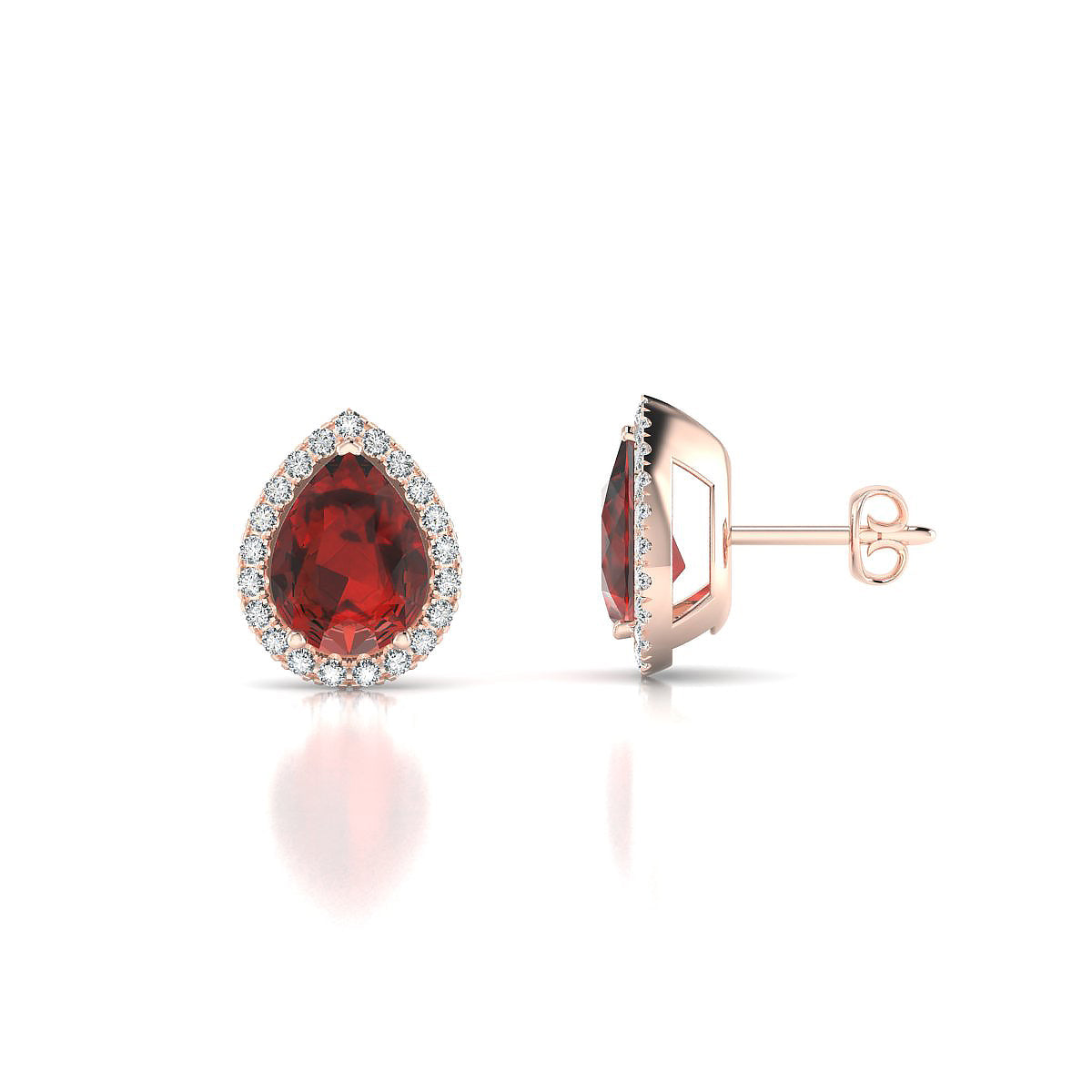 Solar | 18k Rose Gold 8 x 6 mm Pear Garnet Earrings