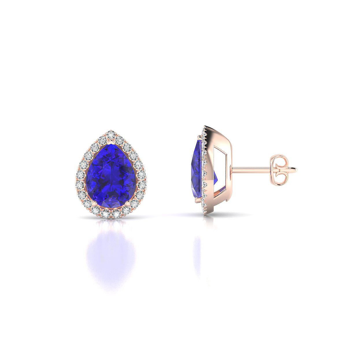 Solar | 18k Rose Gold 8 x 6 mm Pear Tanzanite Earrings