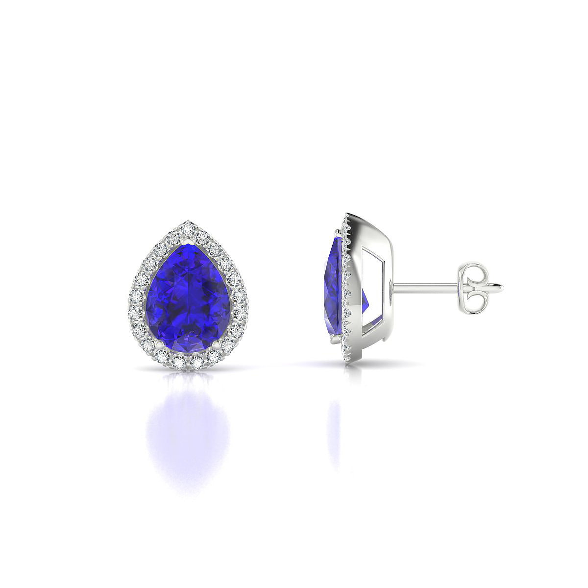 Solar | 18k White Gold 8 x 6 mm Pear Tanzanite Earrings