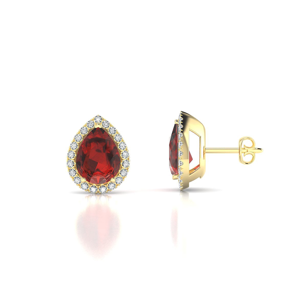 Solar | 18k Yellow Gold 8 x 6 mm Pear Garnet Earrings