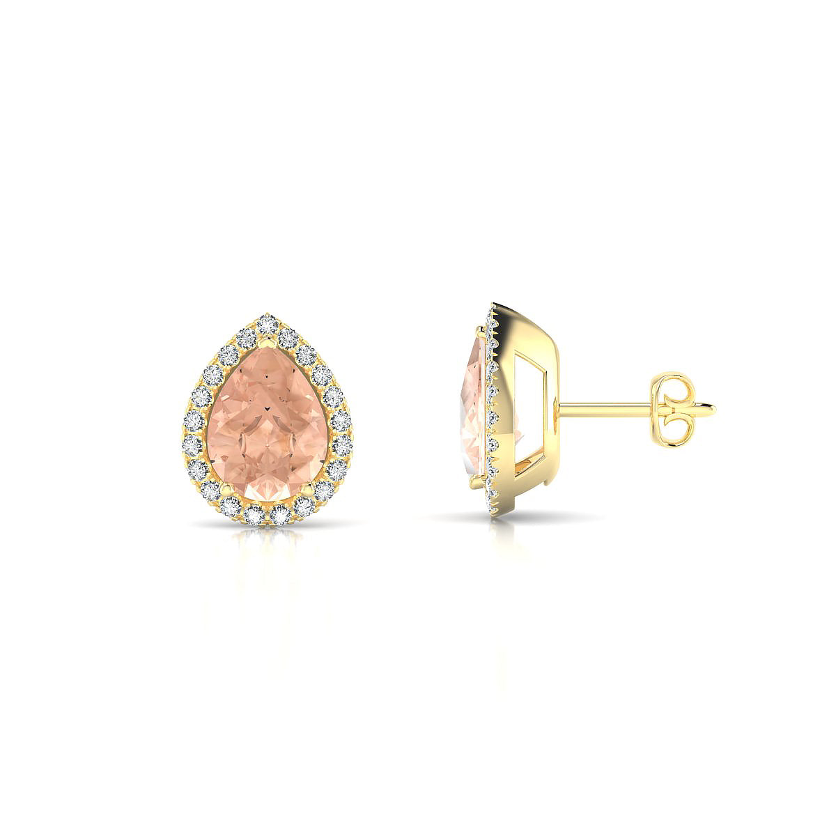 Solar | 18k Yellow Gold 8 x 6 mm Pear Morganite Earrings