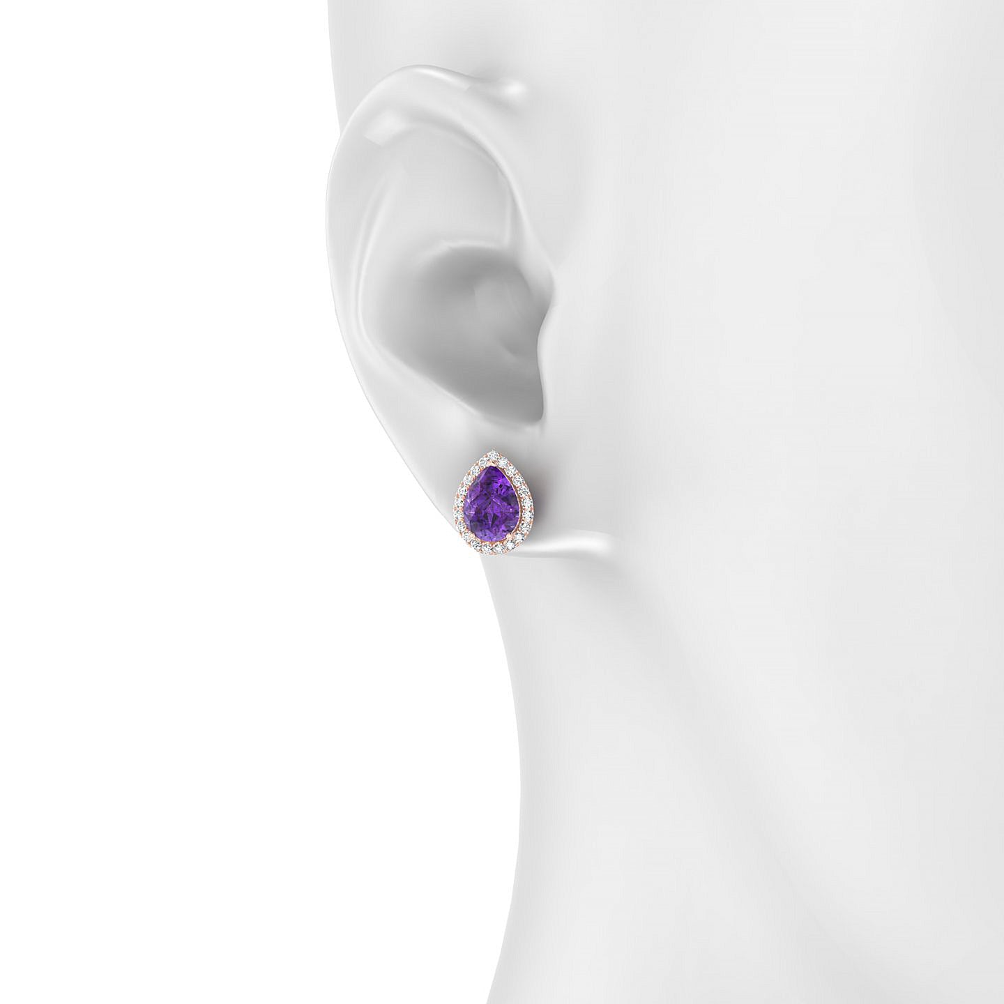 Solar | 18k Rose Gold 8 x 6 mm Pear Amethyst Earrings